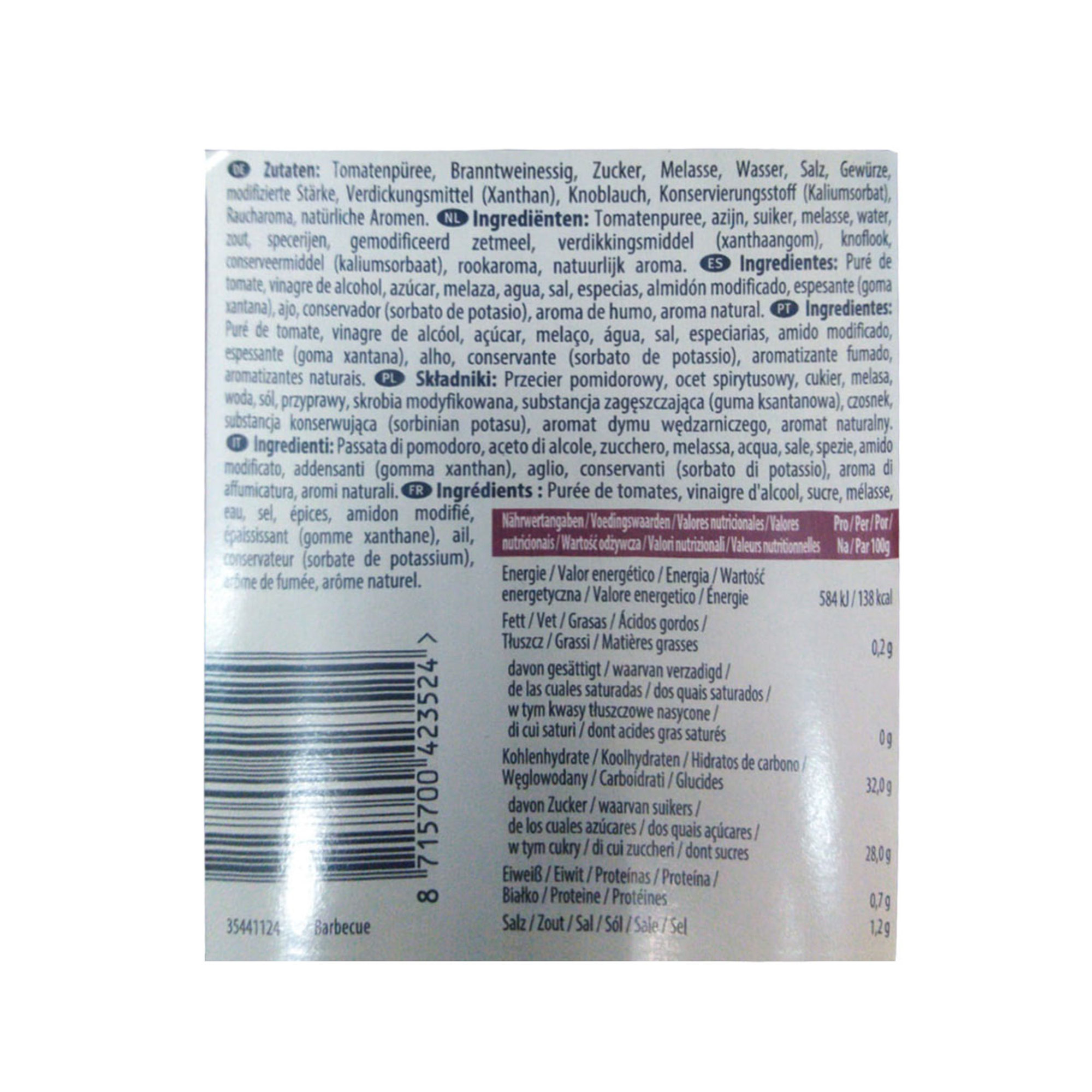 4 paquetes - Salsa barbacoa 875 ml Heinz vista1