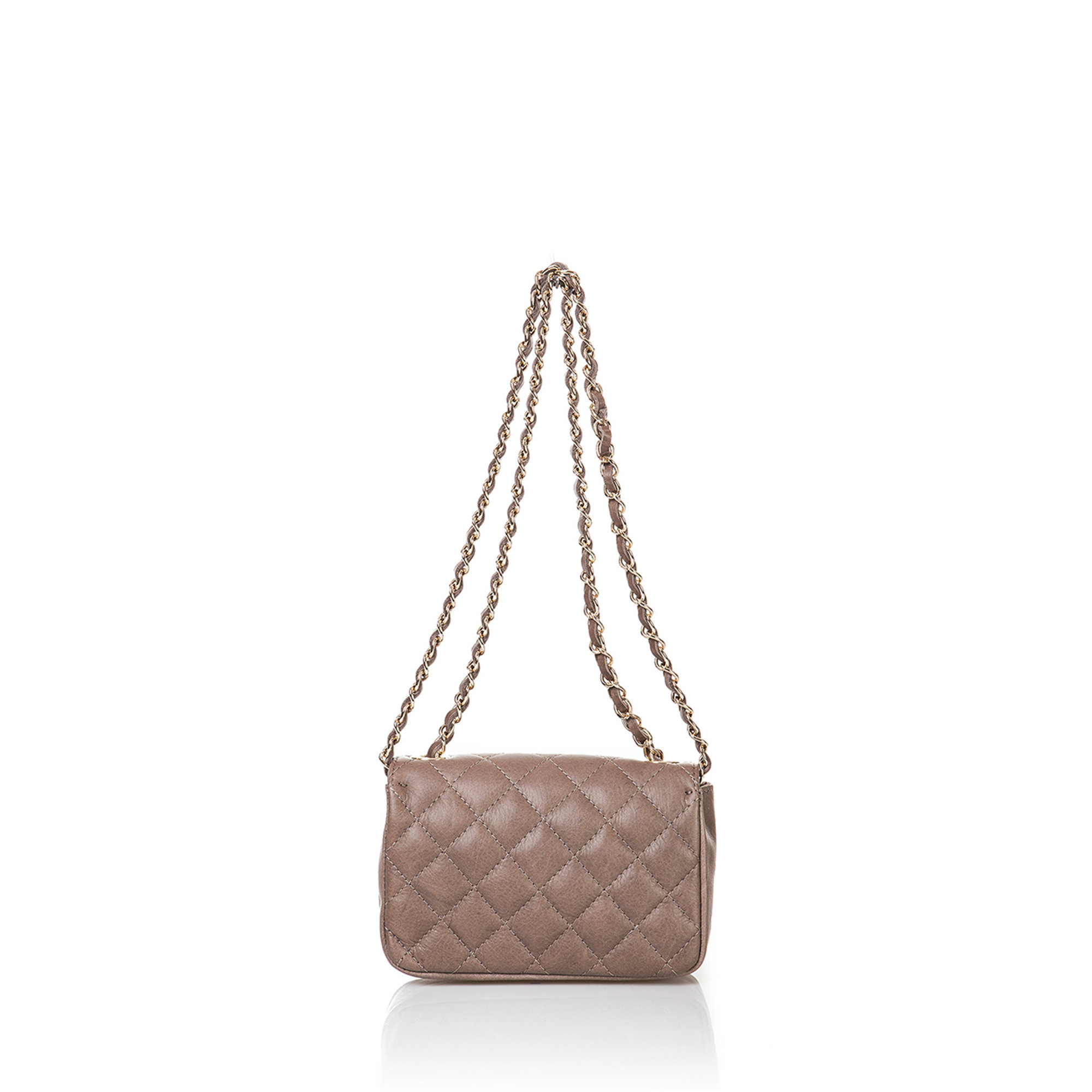 Borsa in pelle a tracolla beige con dettaglio catena Florence Bags vista1