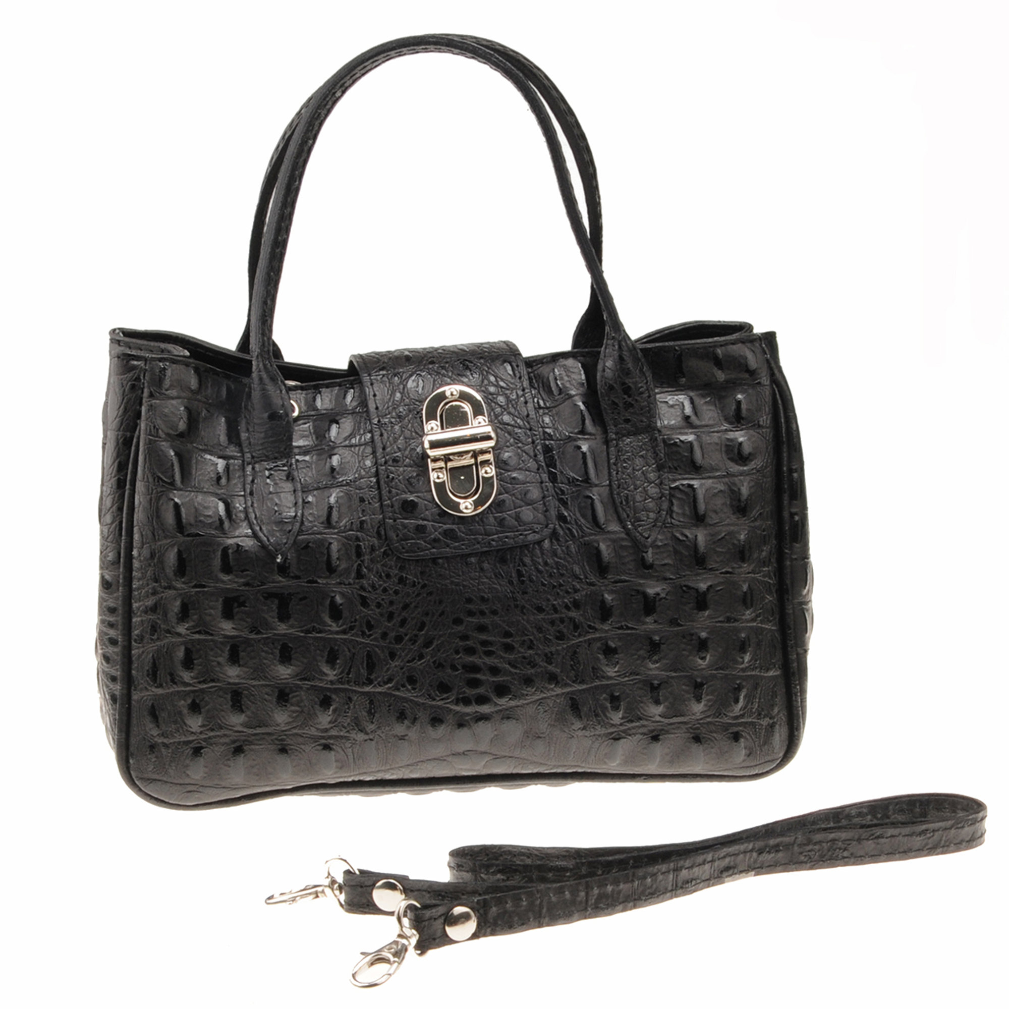 Bauletto nero in pelle con tracolla staccabile Florence Bags vista0