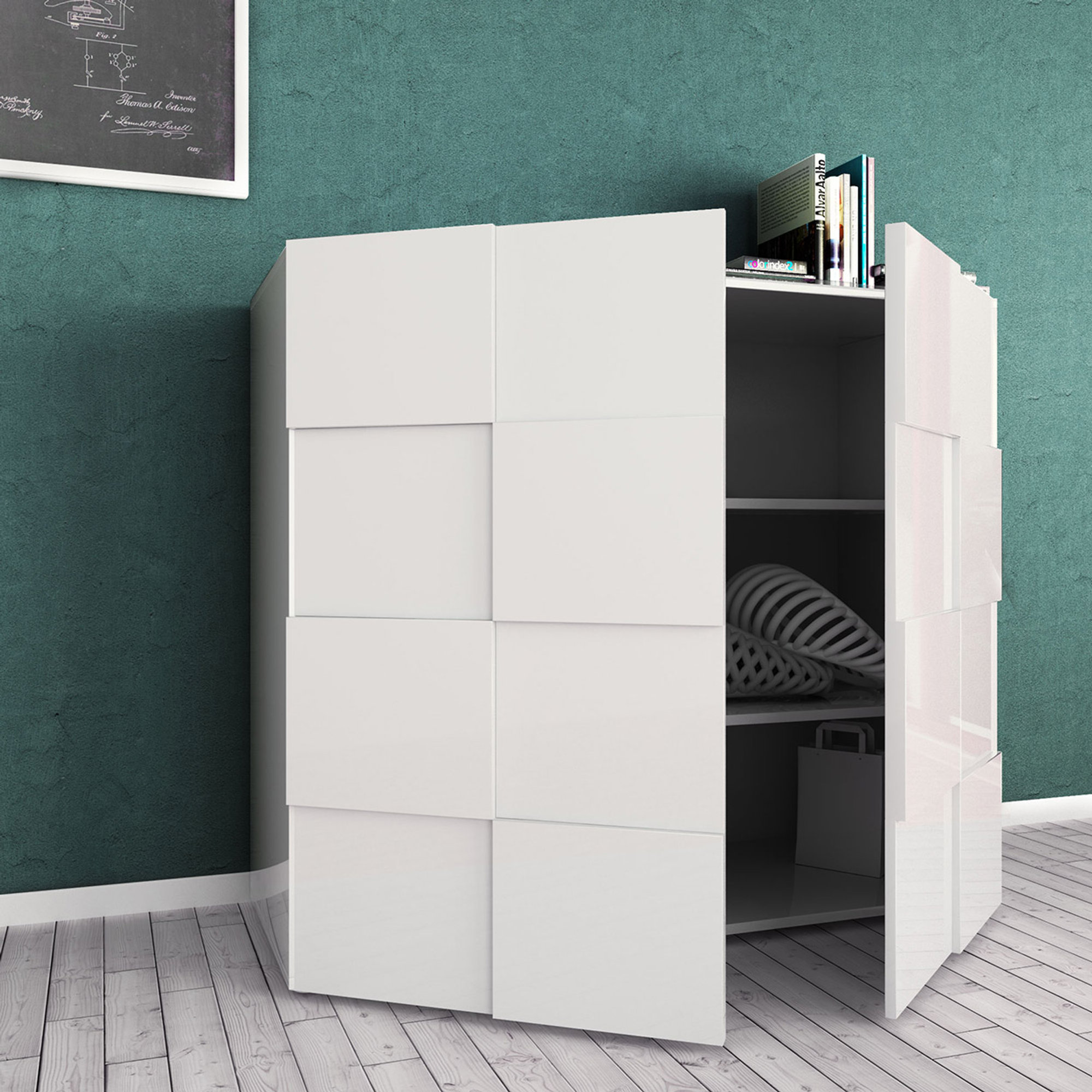 Credenza BRAMON, bianco TFT Home vista4