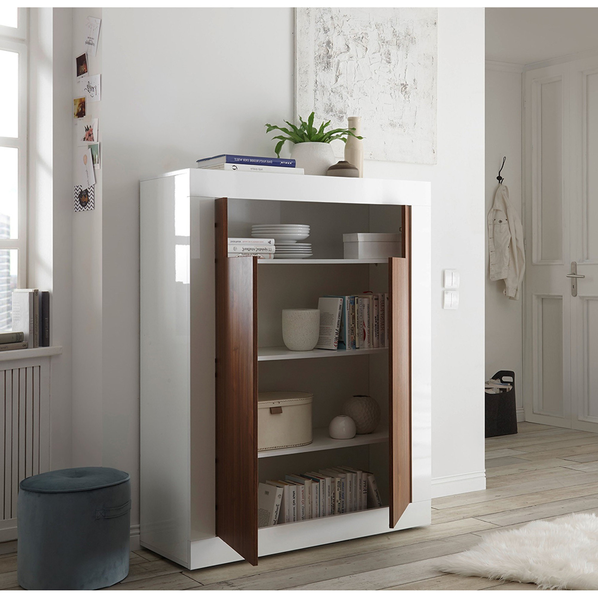 Credenza 2 ante LIPARI, noce/bianco TFT Home Obsoleto vista1