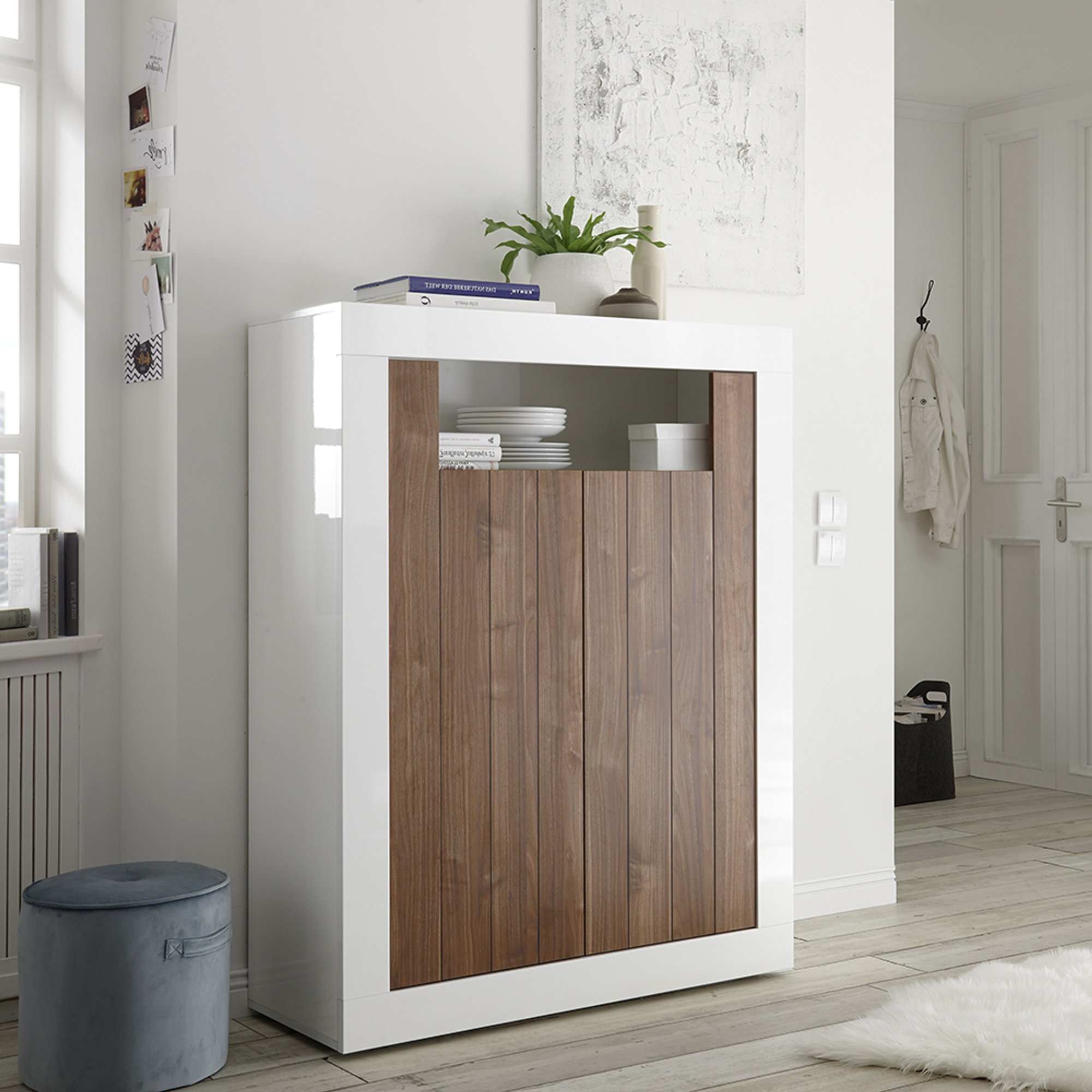 Credenza 2 ante LIPARI, noce/bianco TFT Home Obsoleto vista2