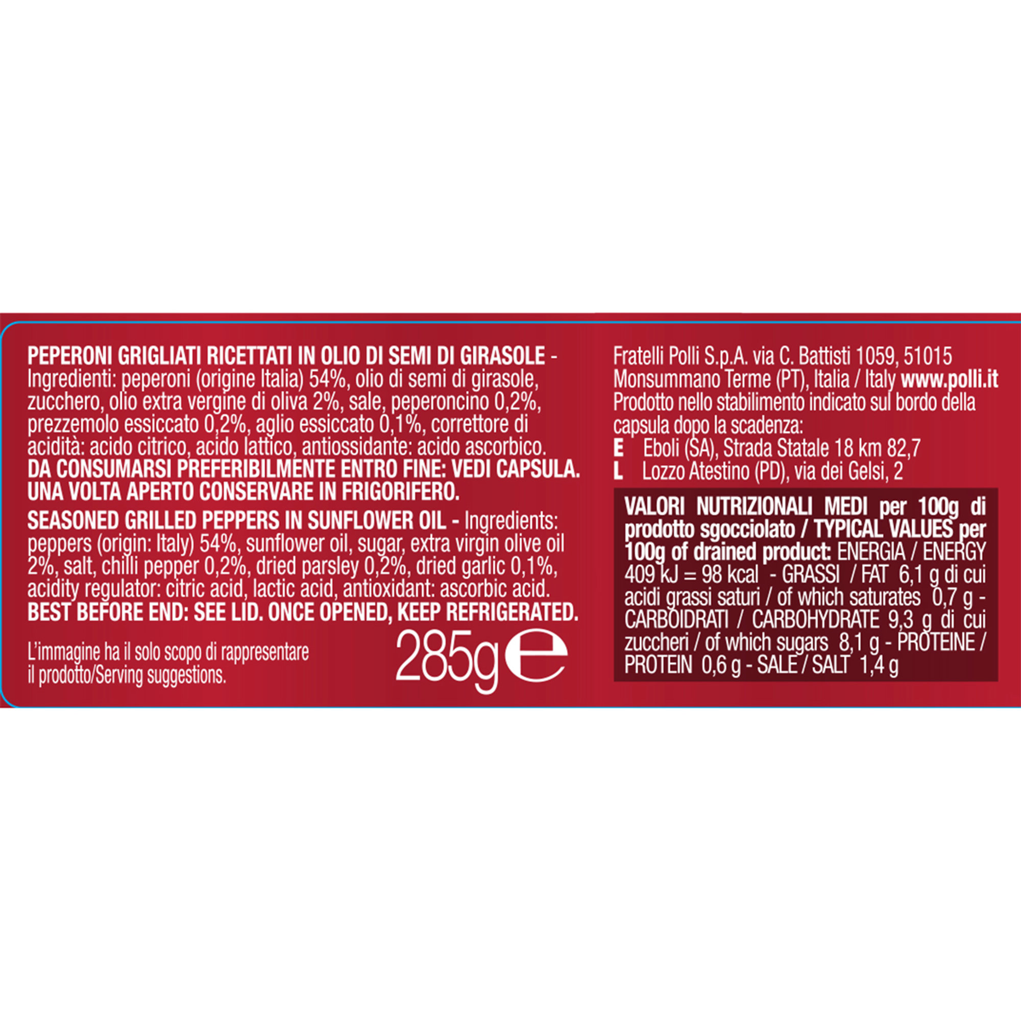 12 vasetti - Peperoni alla Calabrese 285 gr Polli vista1