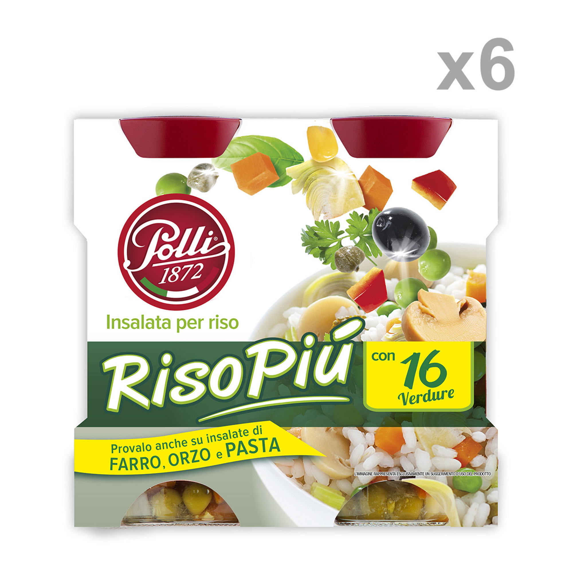 6 cluster da 2 vasetti - Riso Più con 16 verdure 300 gr Polli vista0