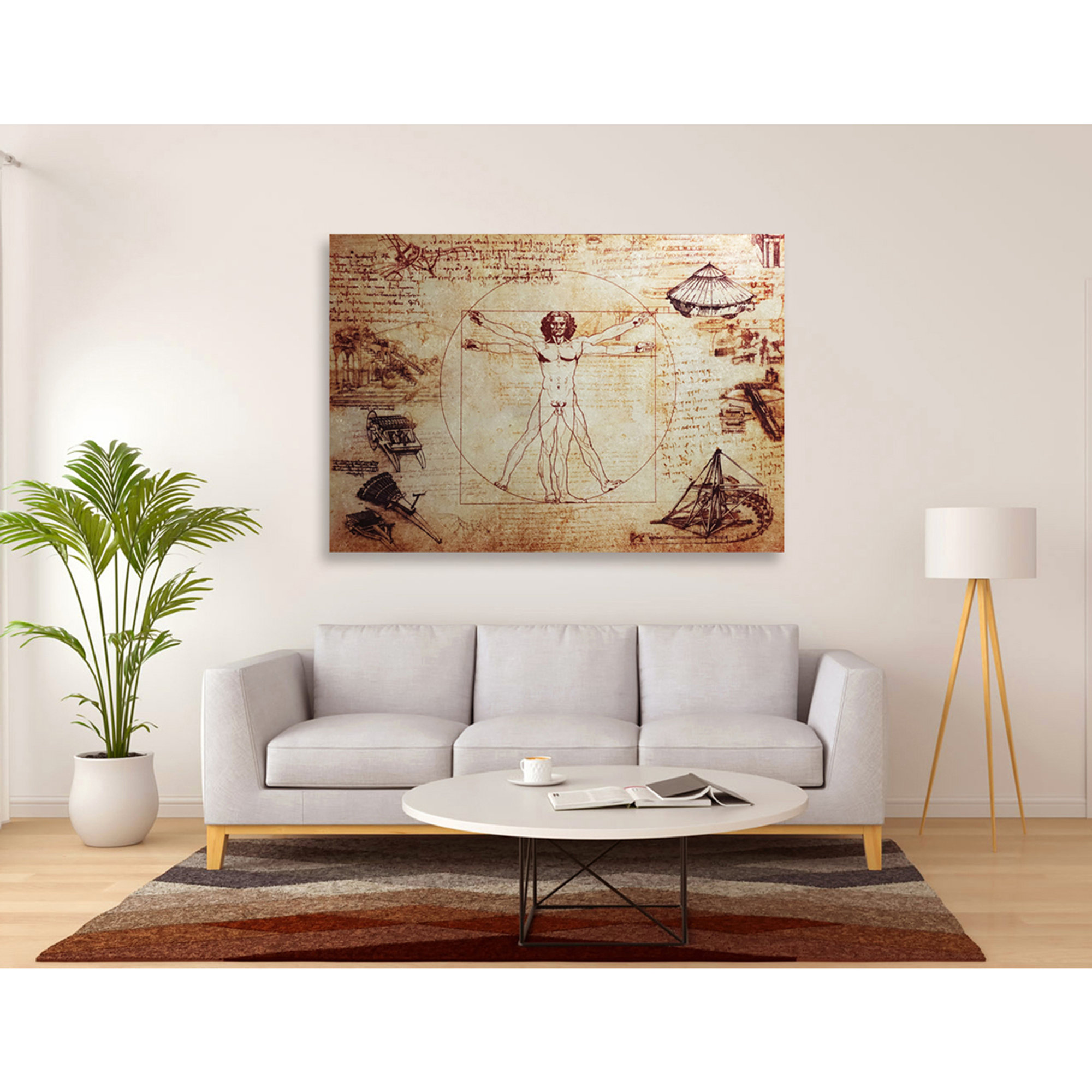 OBRAS EN VIDRIO - Pintura con acabado de hoja de plata - Leonardo da vinci collage Florence Glass vista1