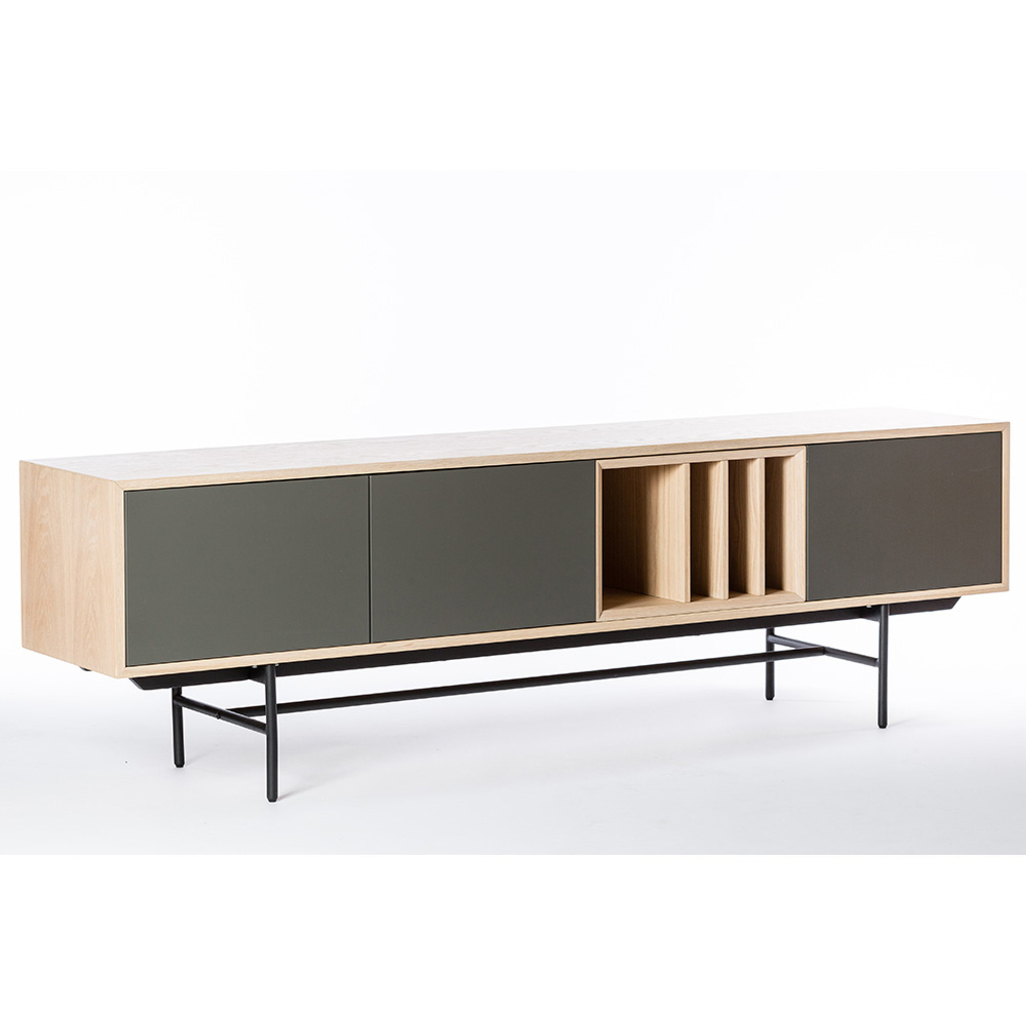 Porta TV 3 ante VALENCIA, rovere grigio sbiancato/grigio scuro opaco Unico Milano vista1