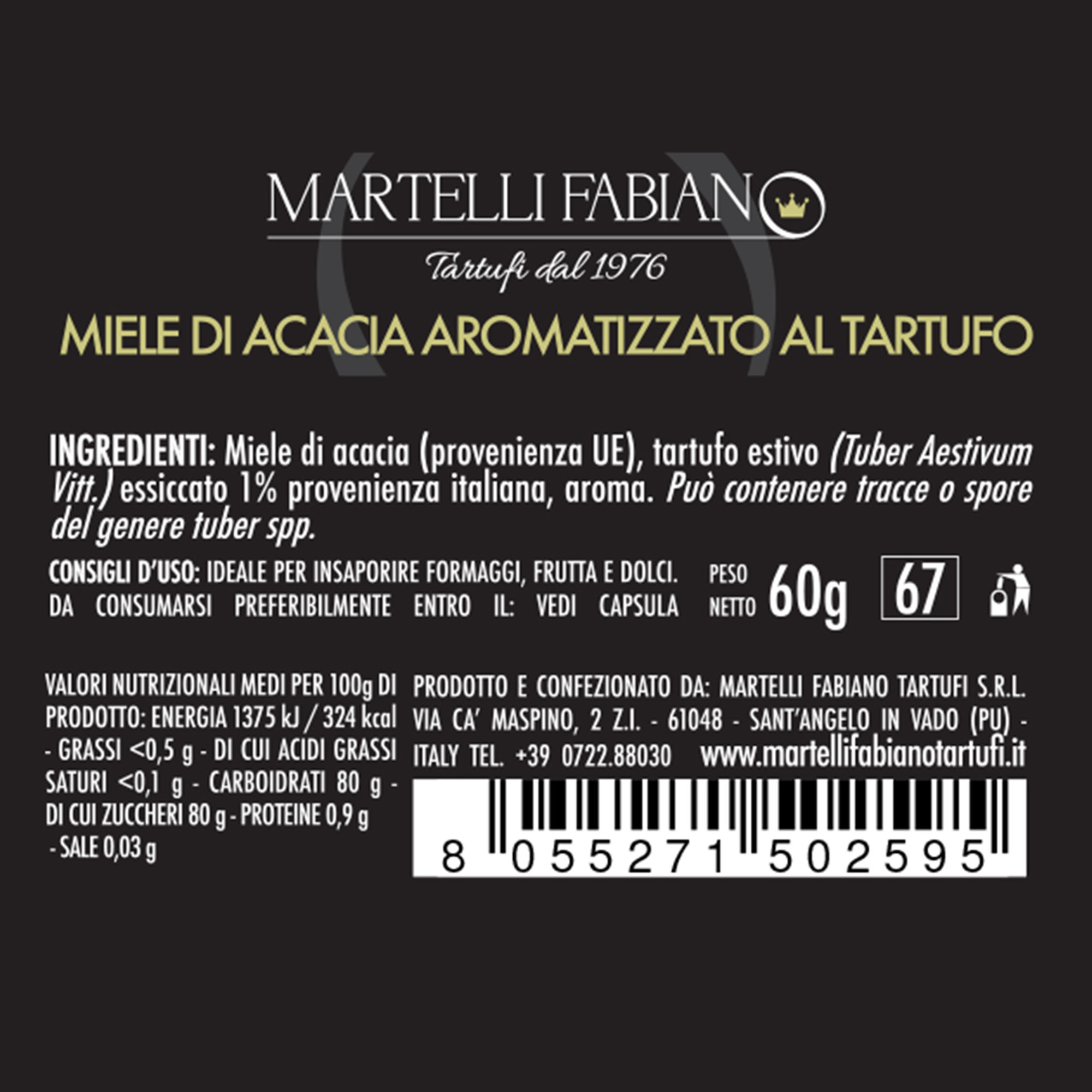 Crema Regina met Witte Truffel 180 gr - Fijngemalen Truffelzout 60 gr - Gedroogde Zomertruffelplakjes 5 gr - Acaciahoning gearomatiseerd met Truffel 60 gr Martelli Fabiano Tartufi vista6