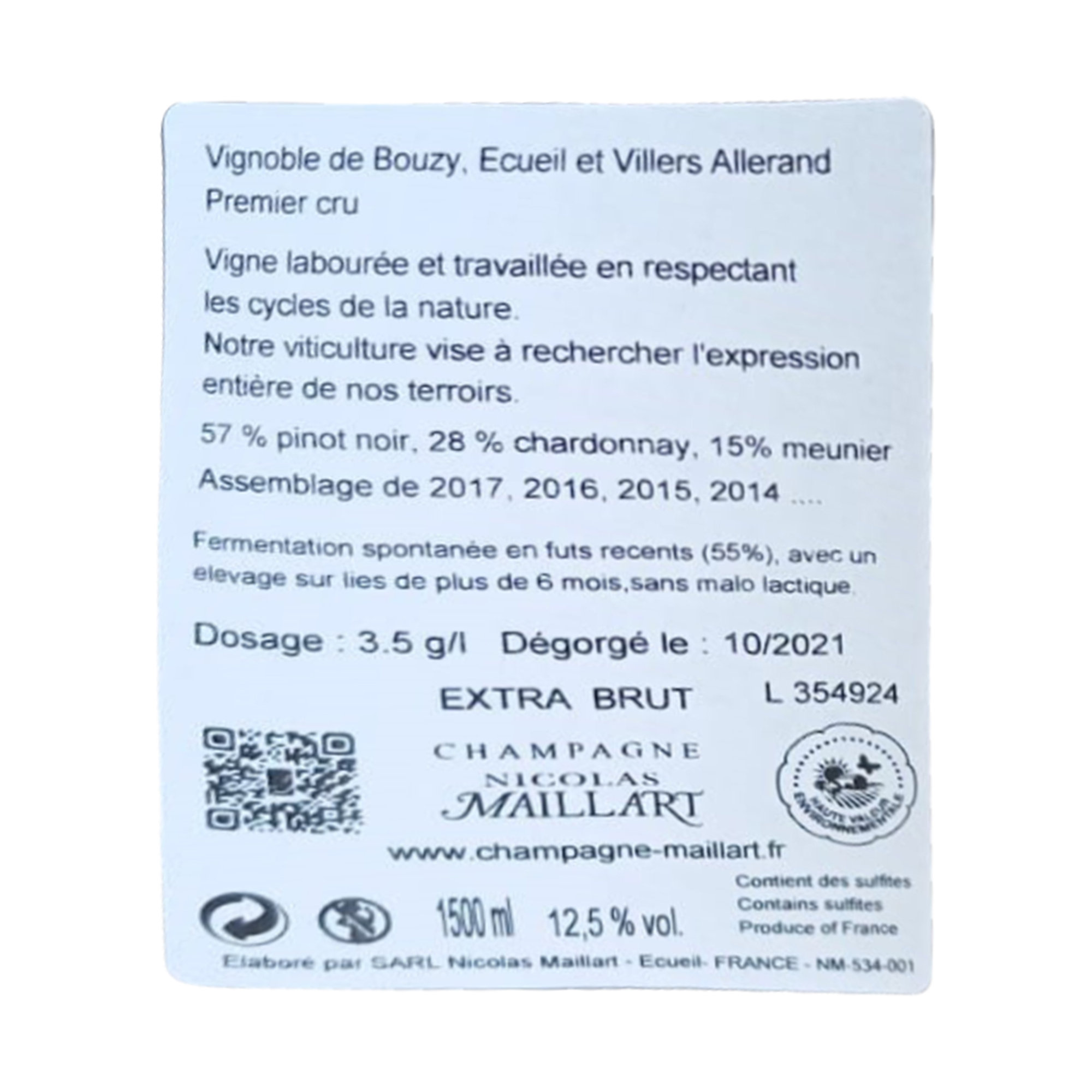 1 bottiglia Magnum 1,5 lt - Champagne Platine 1er Cru Extra-Brut Nicolas Maillart vista1