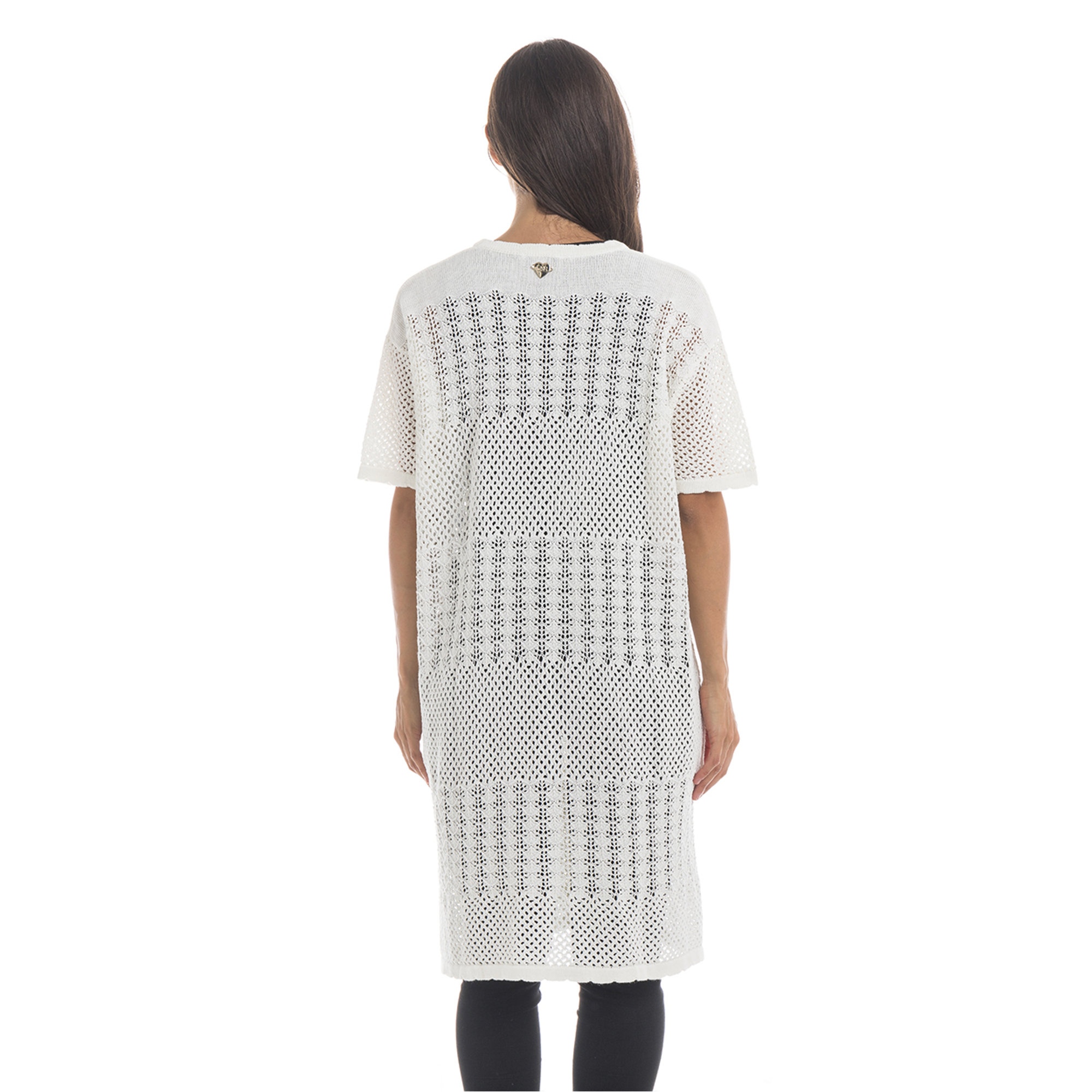 Abito traforato bianco con bottoni, scollo a V bianco Twinset vista1