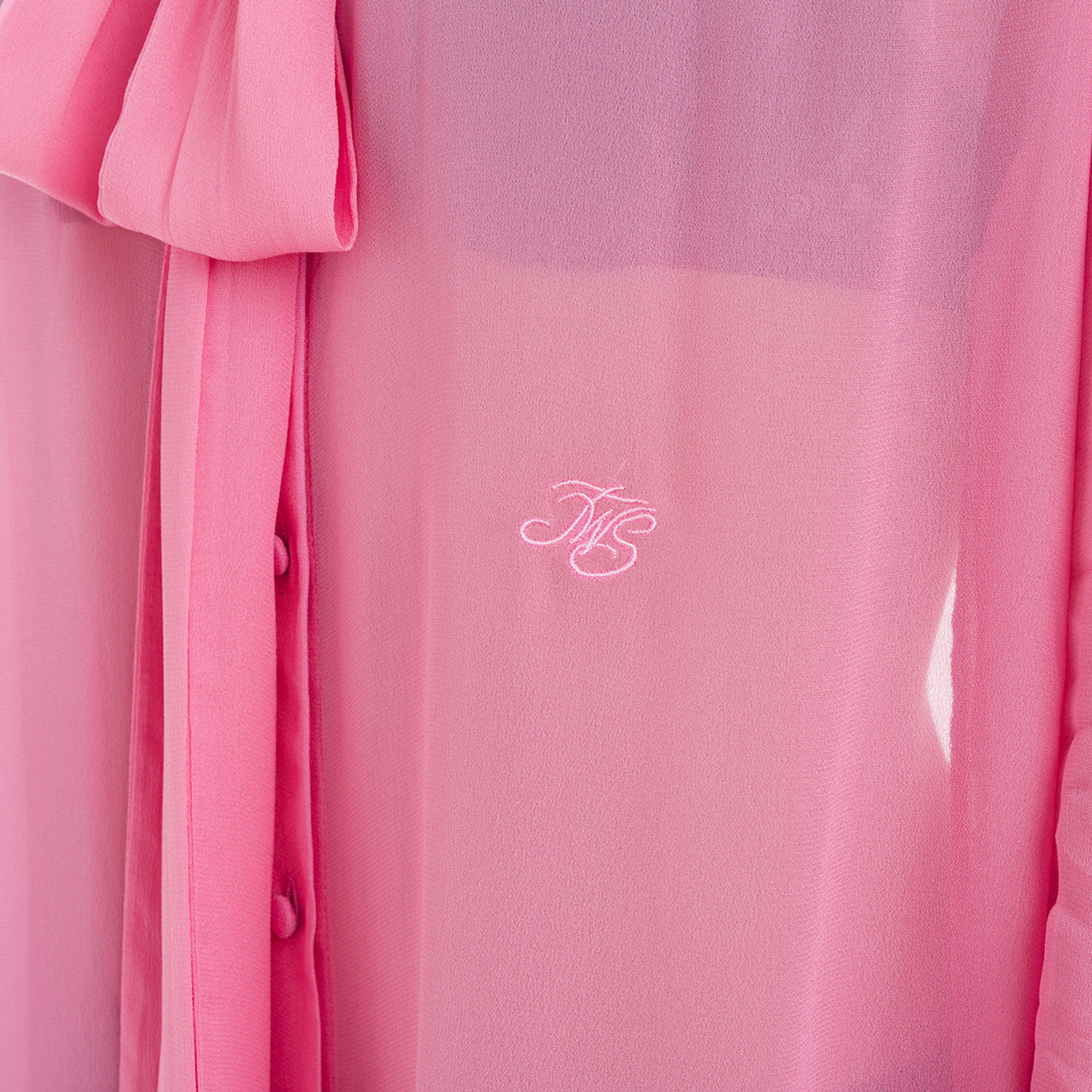 Camicetta leggera rosa acceso in viscosa con foulard rosa Twinset vista3