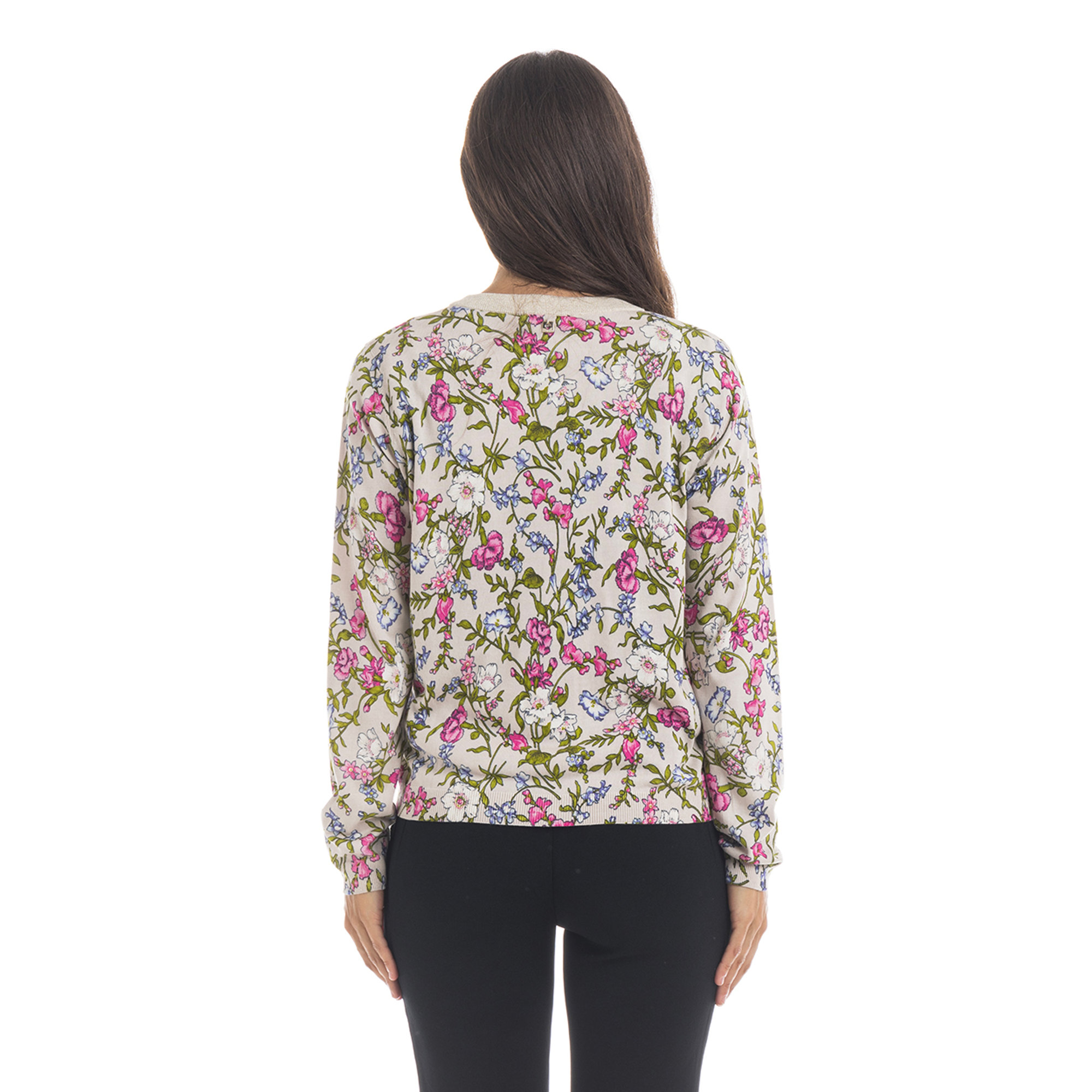 Cardigan corto a fiori con bottoni perla multicolor Twinset vista1
