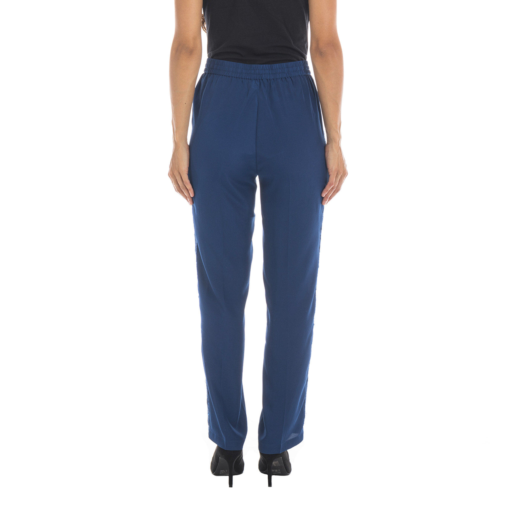 Pantalone  blu con bande laterali in pizzo blu Twinset vista2