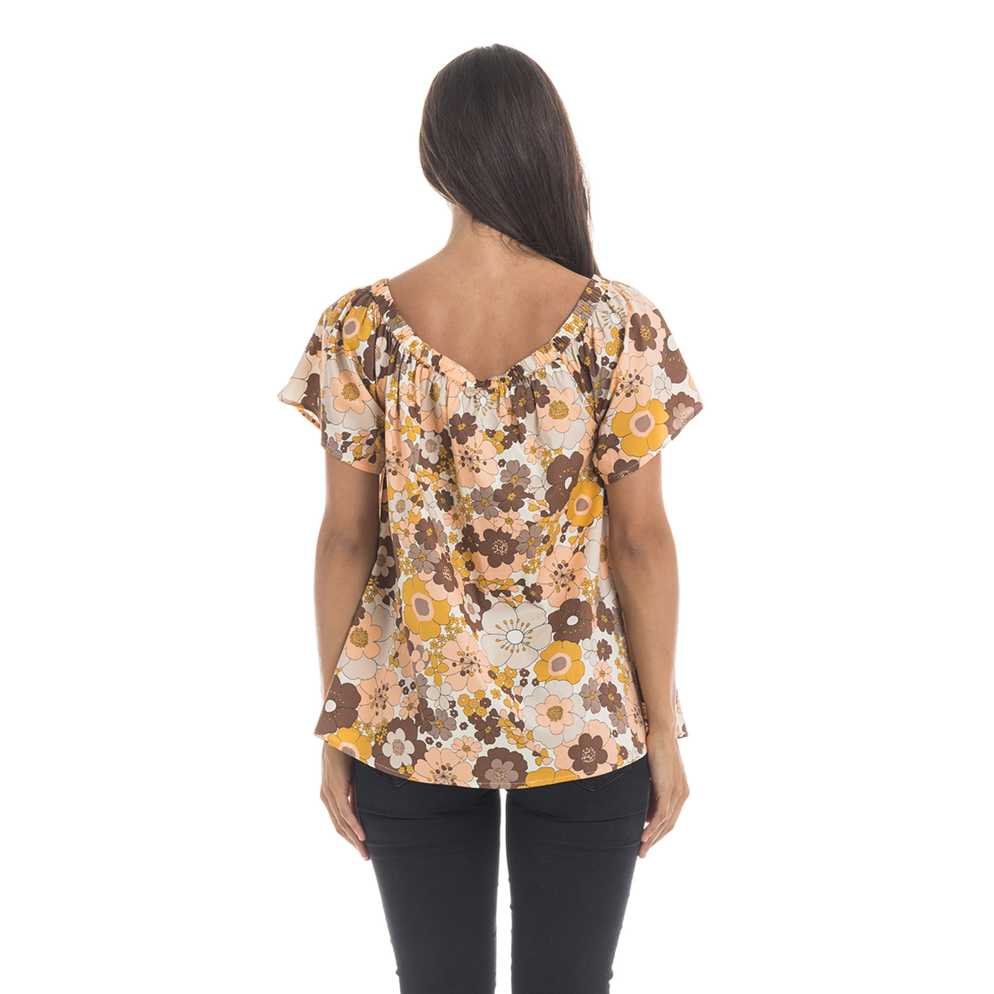 Top in cotone con scollo ampio e frappa multicolor Twinset vista3