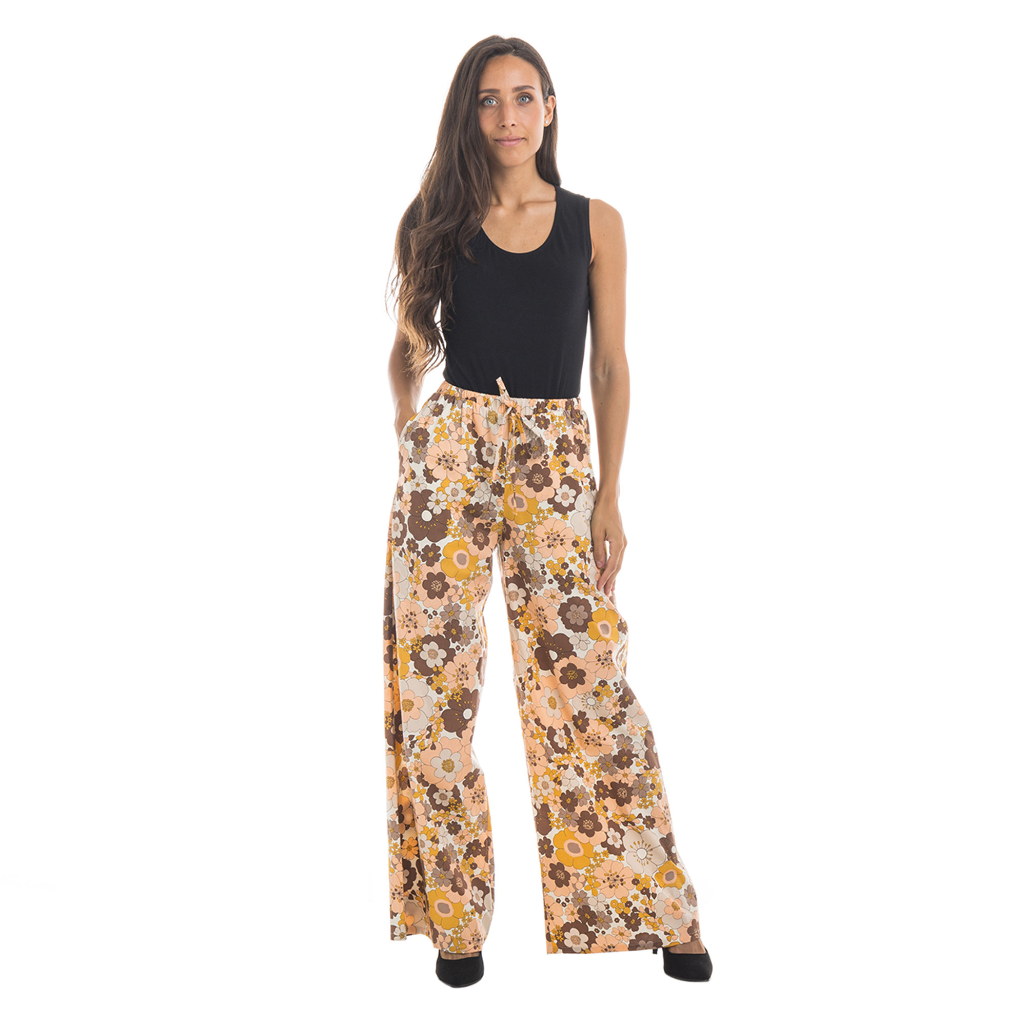 Pantalone largo in cotone a fiori multicolor multicolor Twinset vista2