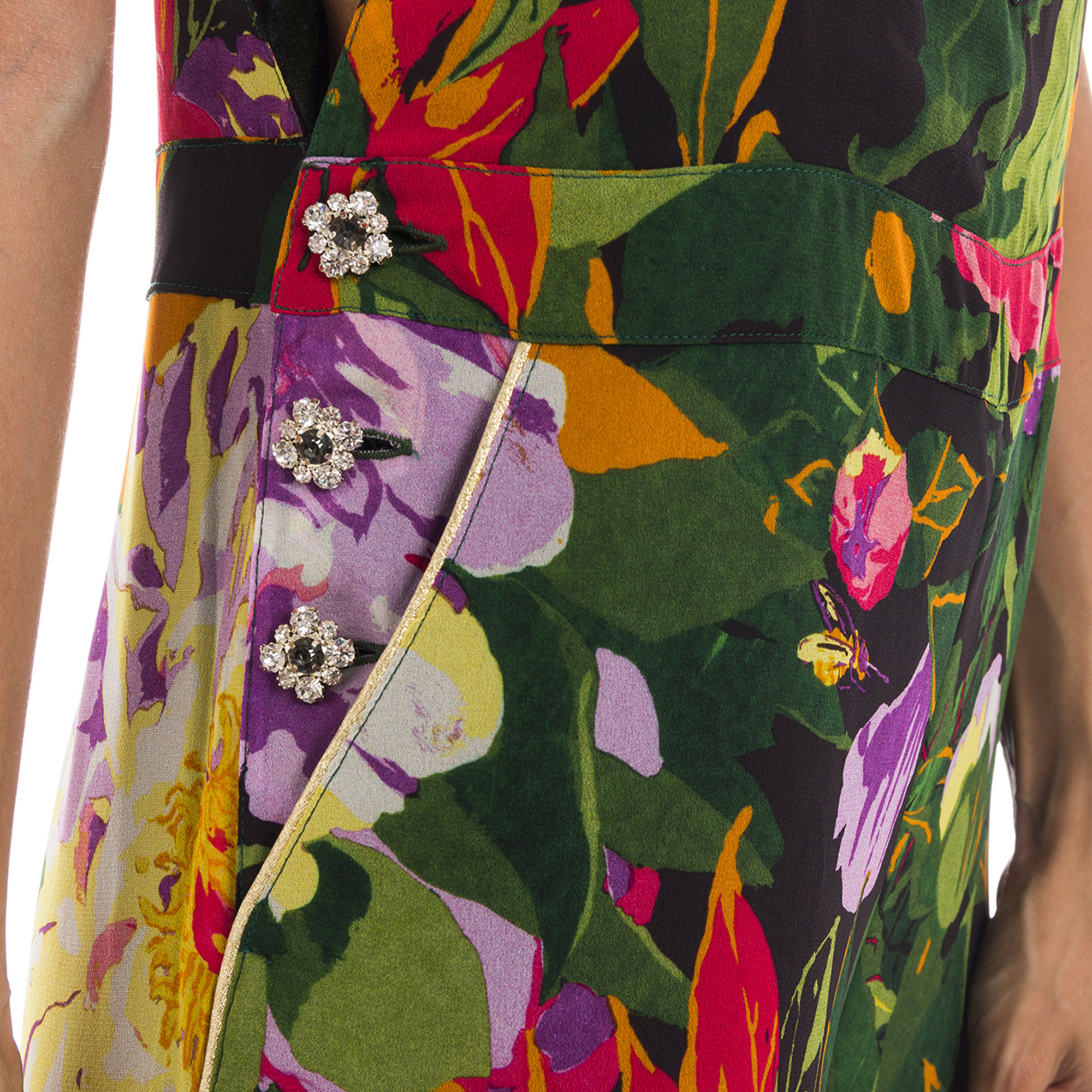 Salopette leggera a fiori colorati, scollo squadrato con bretelle, dettagli lurex Twinset vista3