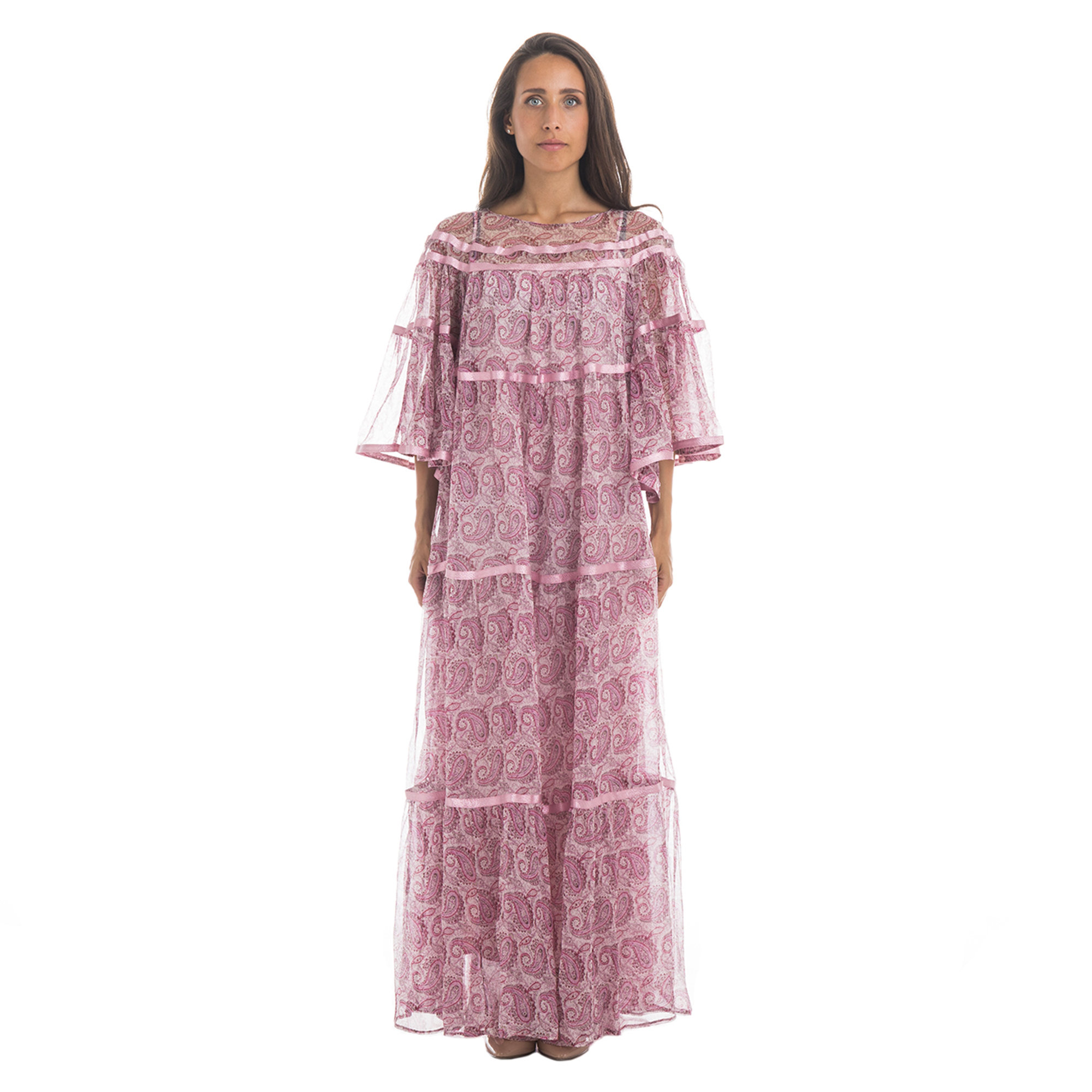 Abito lungo leggero con disegni tono su tono ed inserti lurex multicolor Twinset vista0