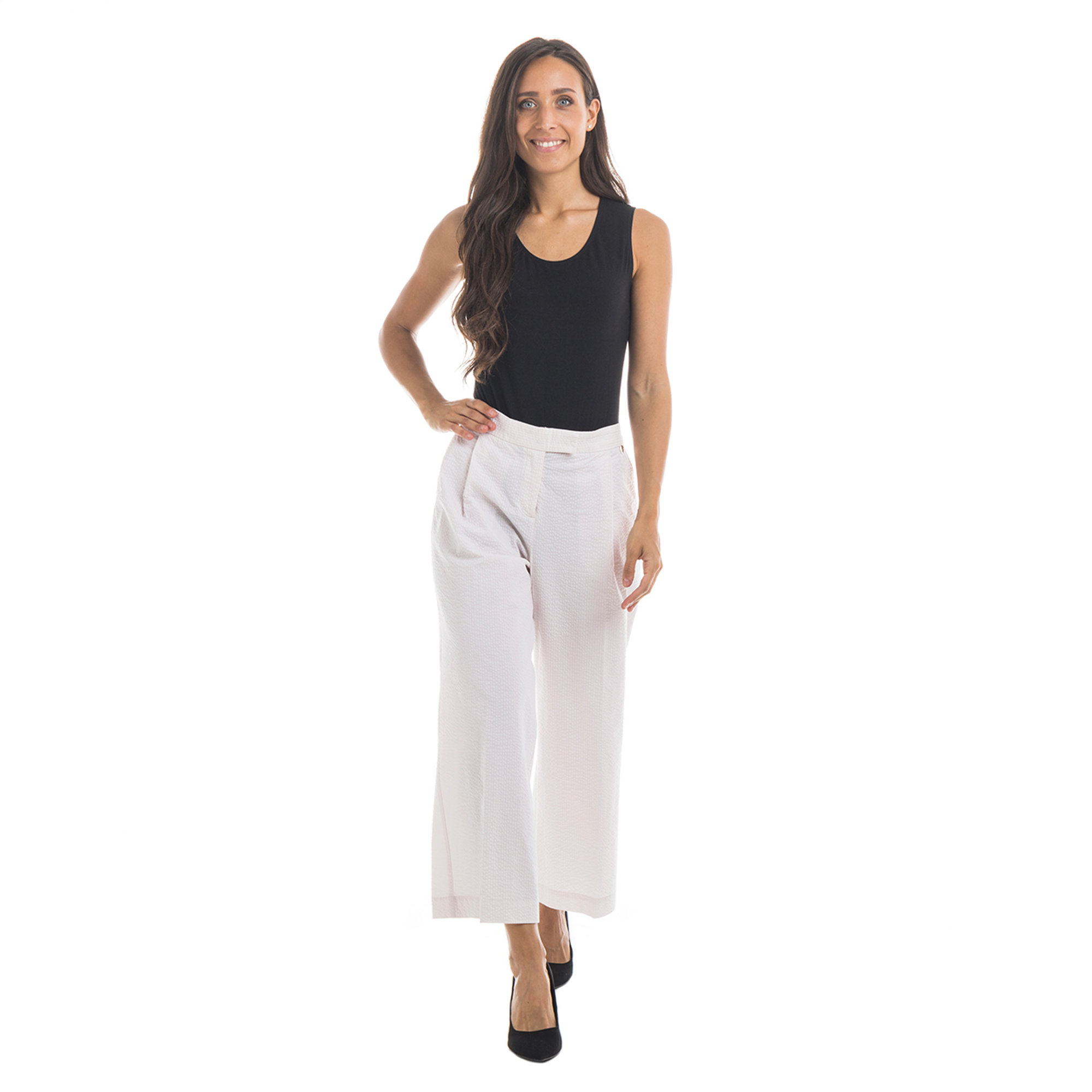 Pantalone ampio in cotone piquet rosa Twinset vista1