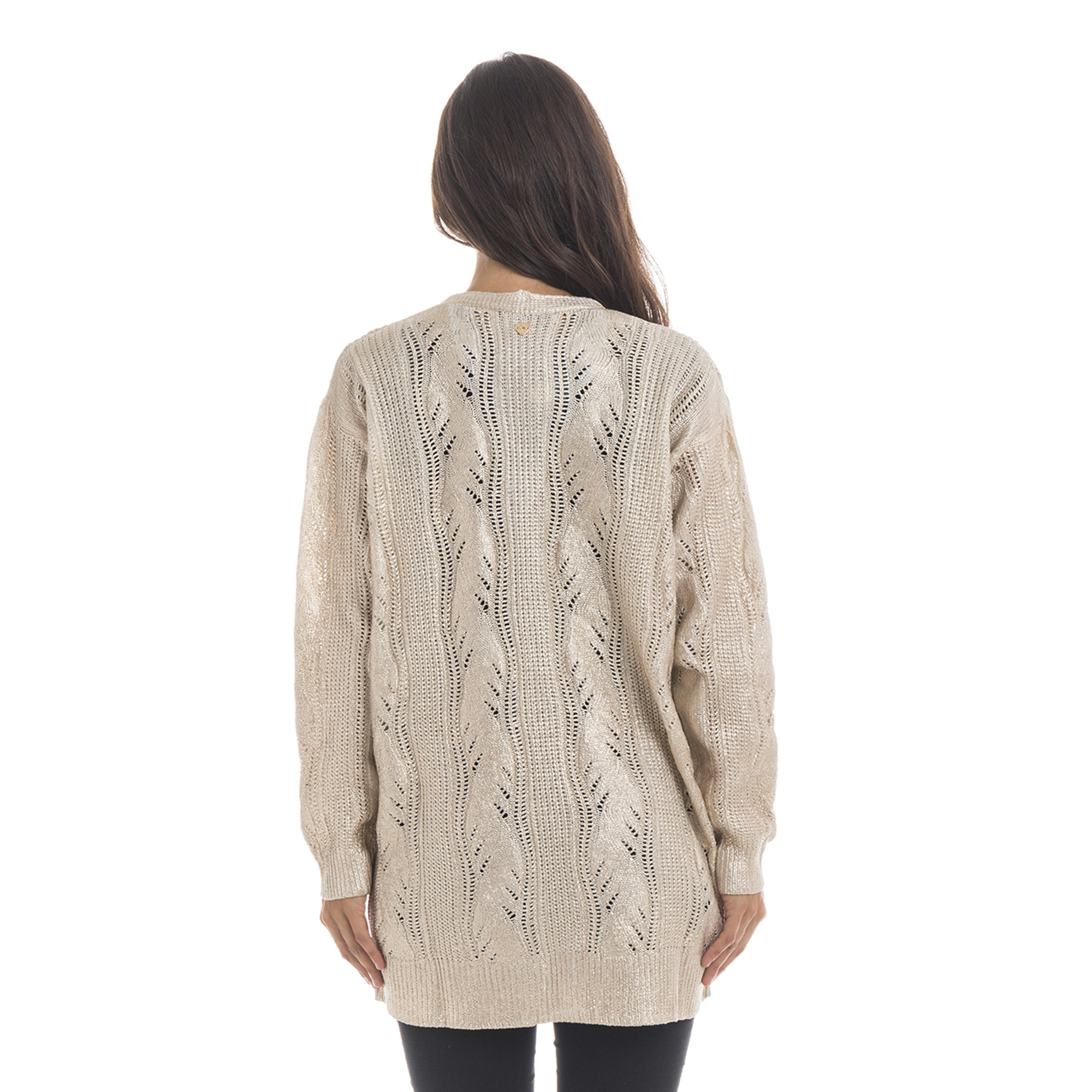 Cardigan lungo in cotone spalmato oro Twinset vista2