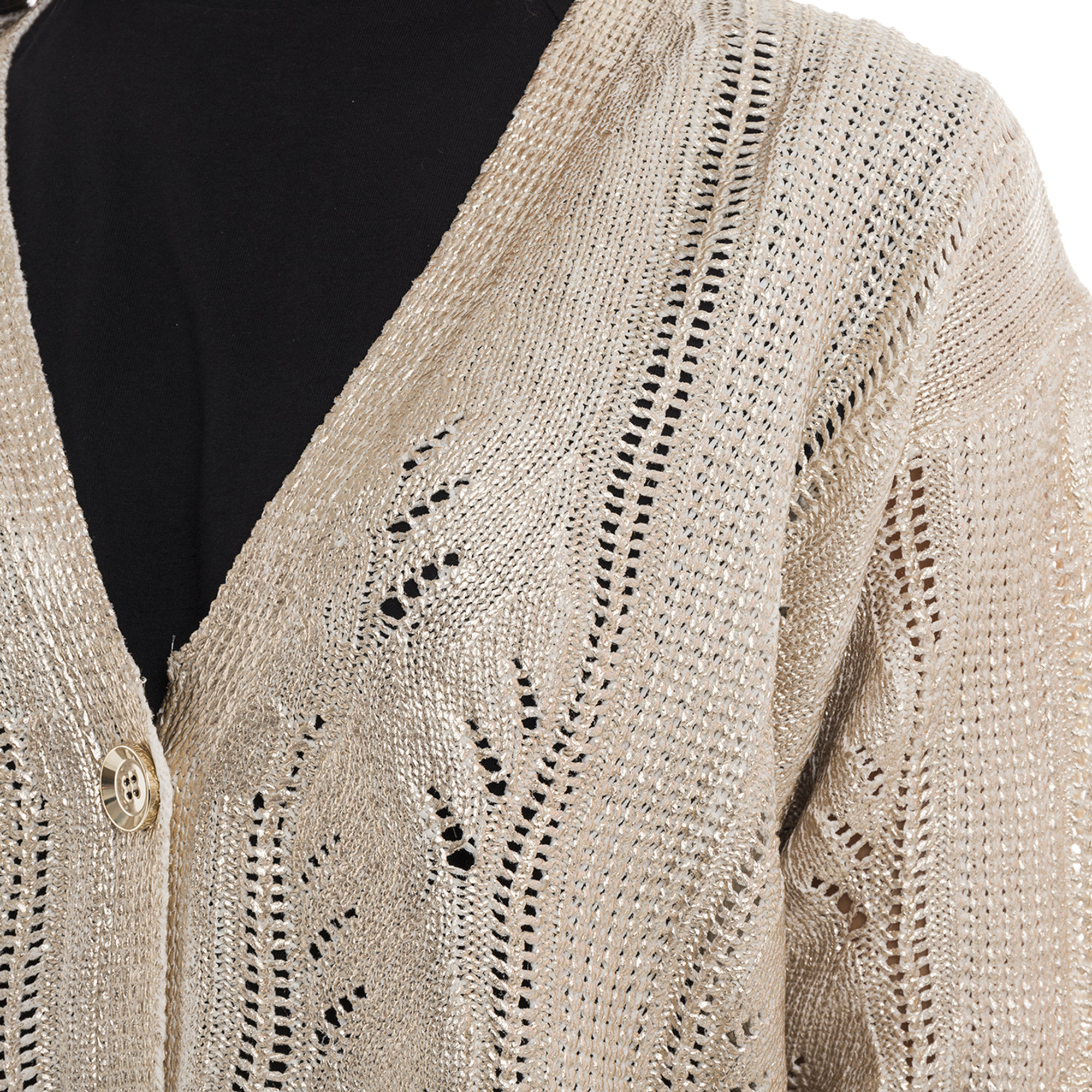Cardigan lungo in cotone spalmato oro Twinset vista3