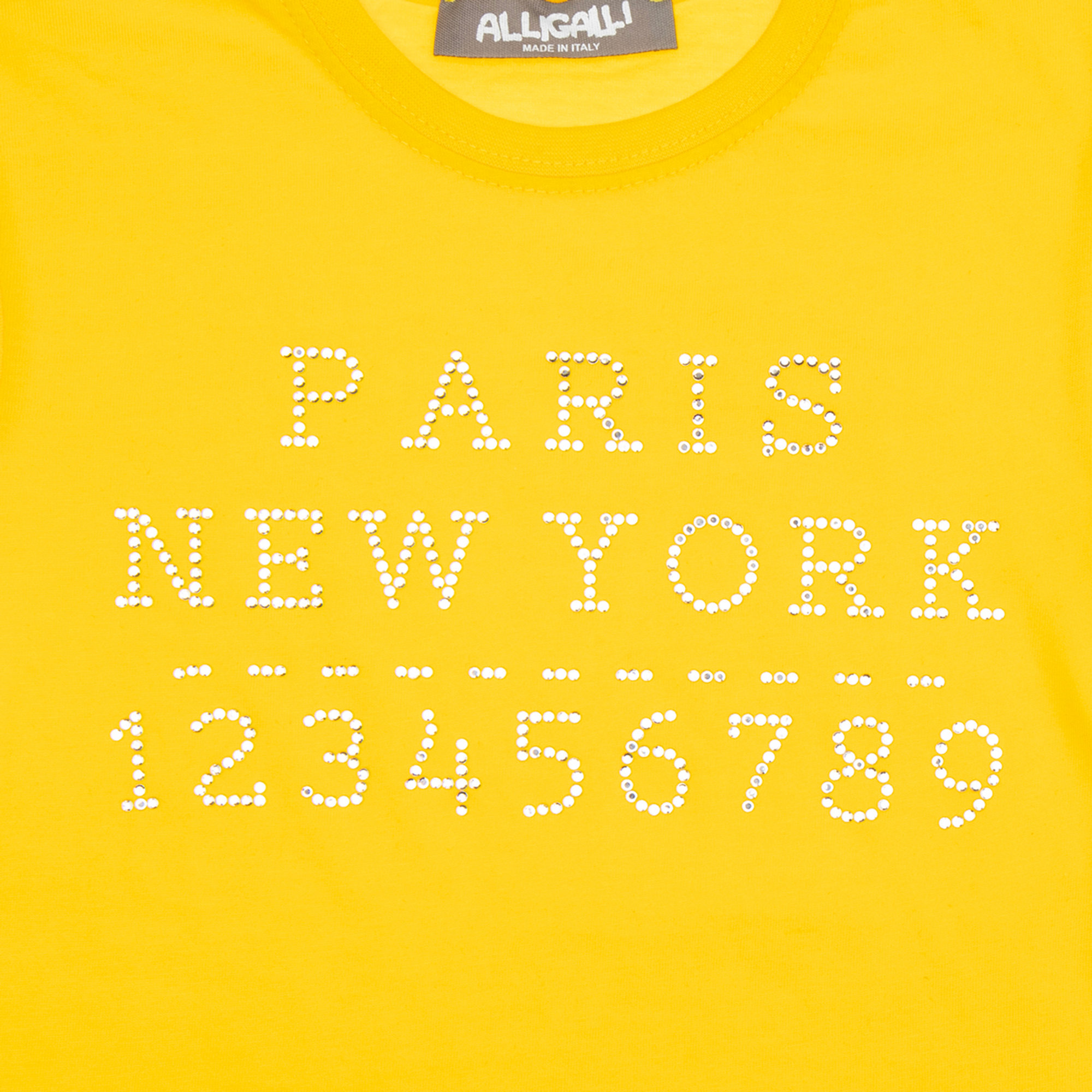 T-shirt in cotone a maniche corte gialla Alligalli vista1