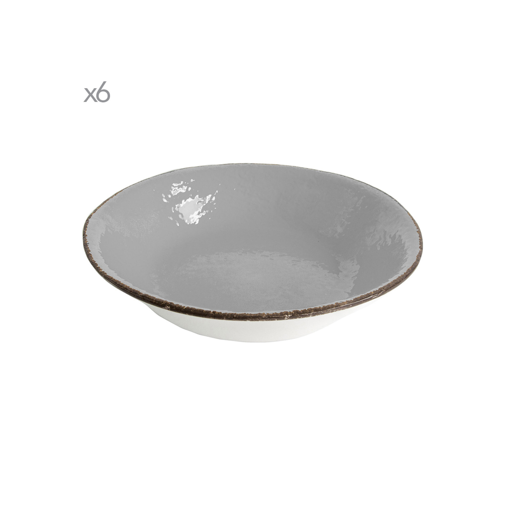 Set de 6 grigio p.to fondo negro cm.21 ceramica Arcucci vista0