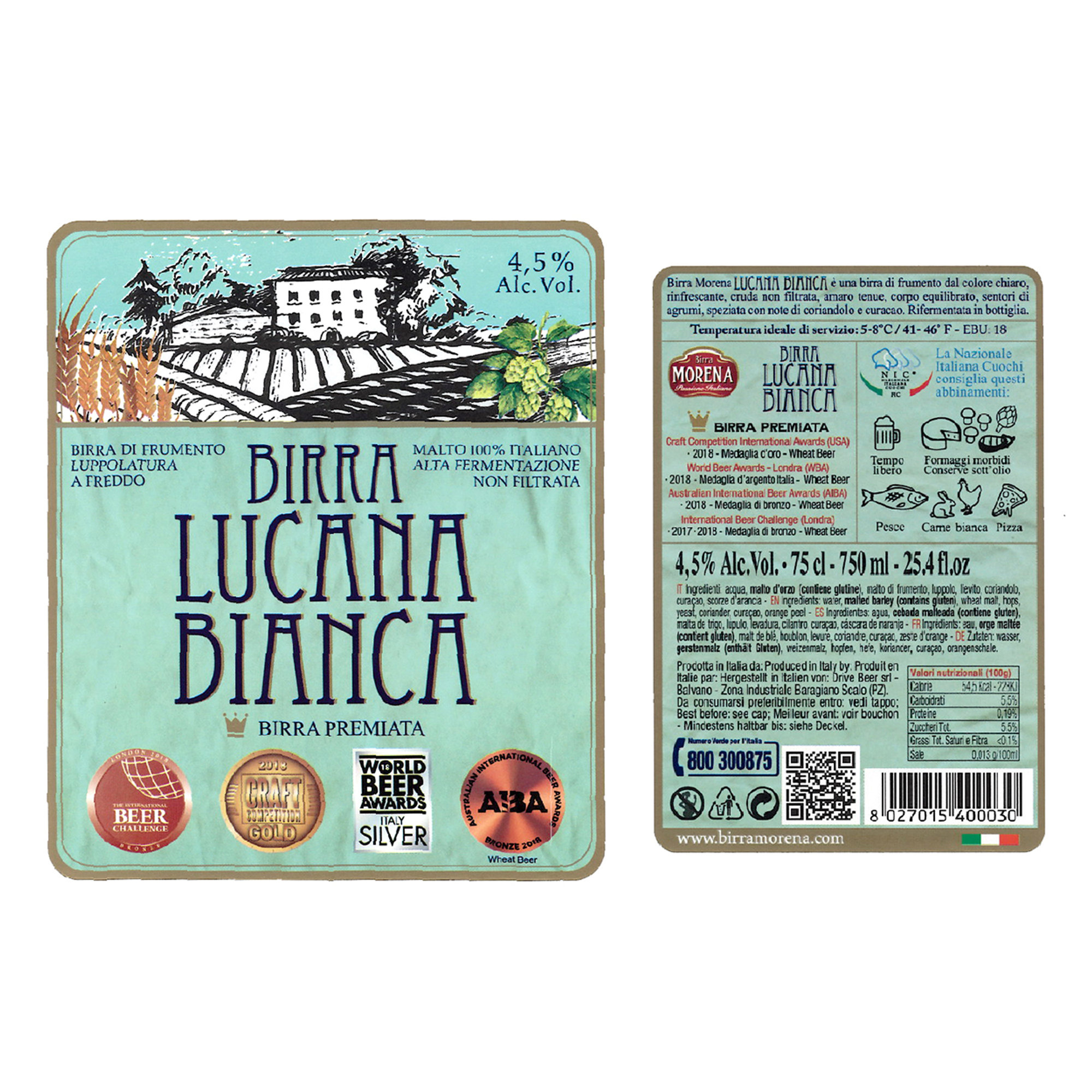 6 botellas de 75 cl - Cerveza Lucana Blanca Cruda Birra Morena vista1