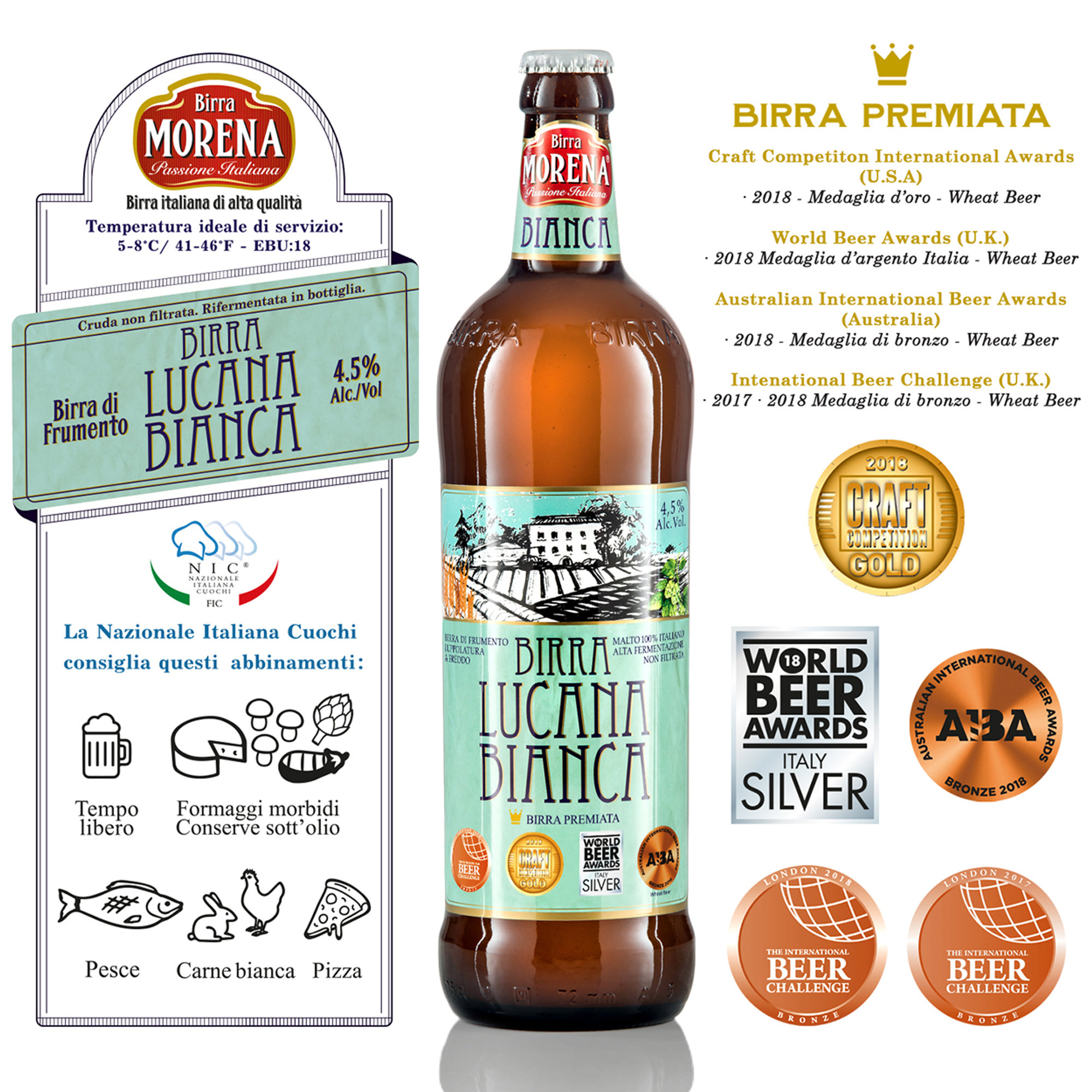 6 botellas de 75 cl - Cerveza Lucana Blanca Cruda Birra Morena vista2