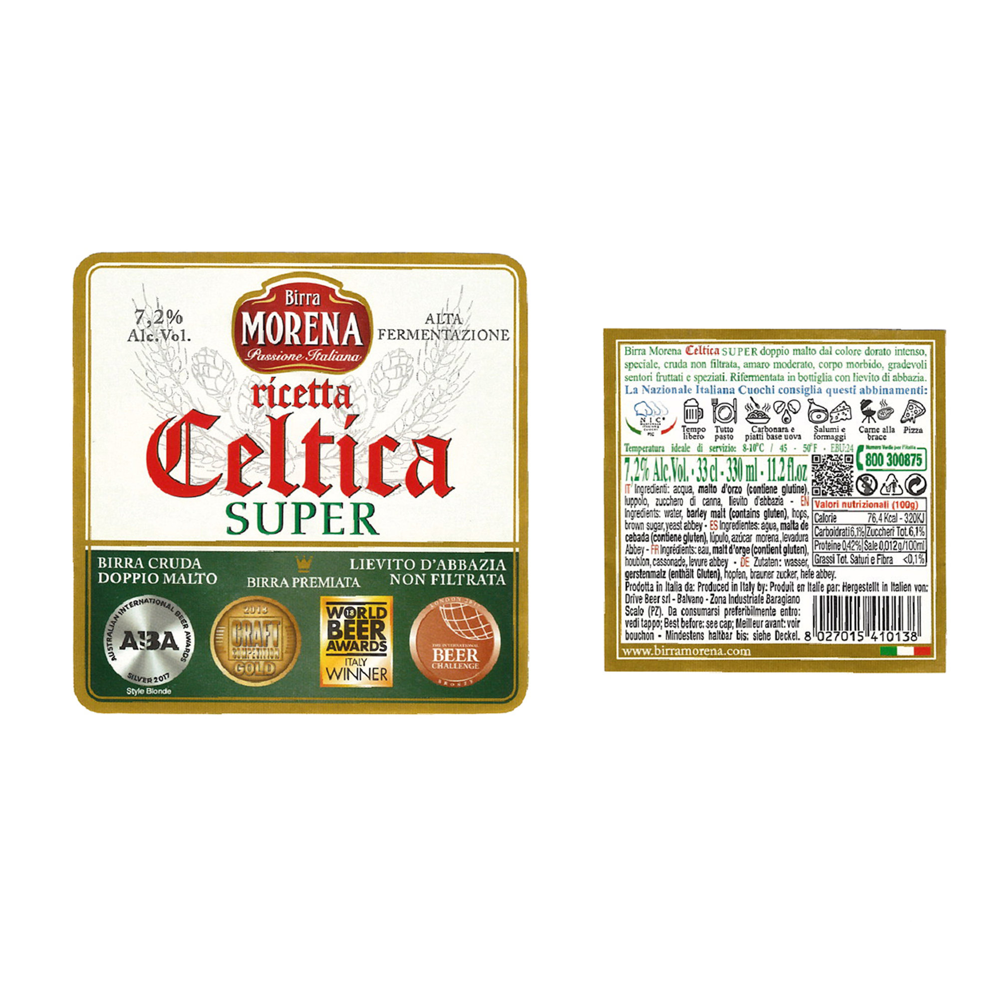12 bières assorties 33 cl : 6 Super Double Malt Celtic - 6 Celtic Stout Double Malt Birra Morena vista2