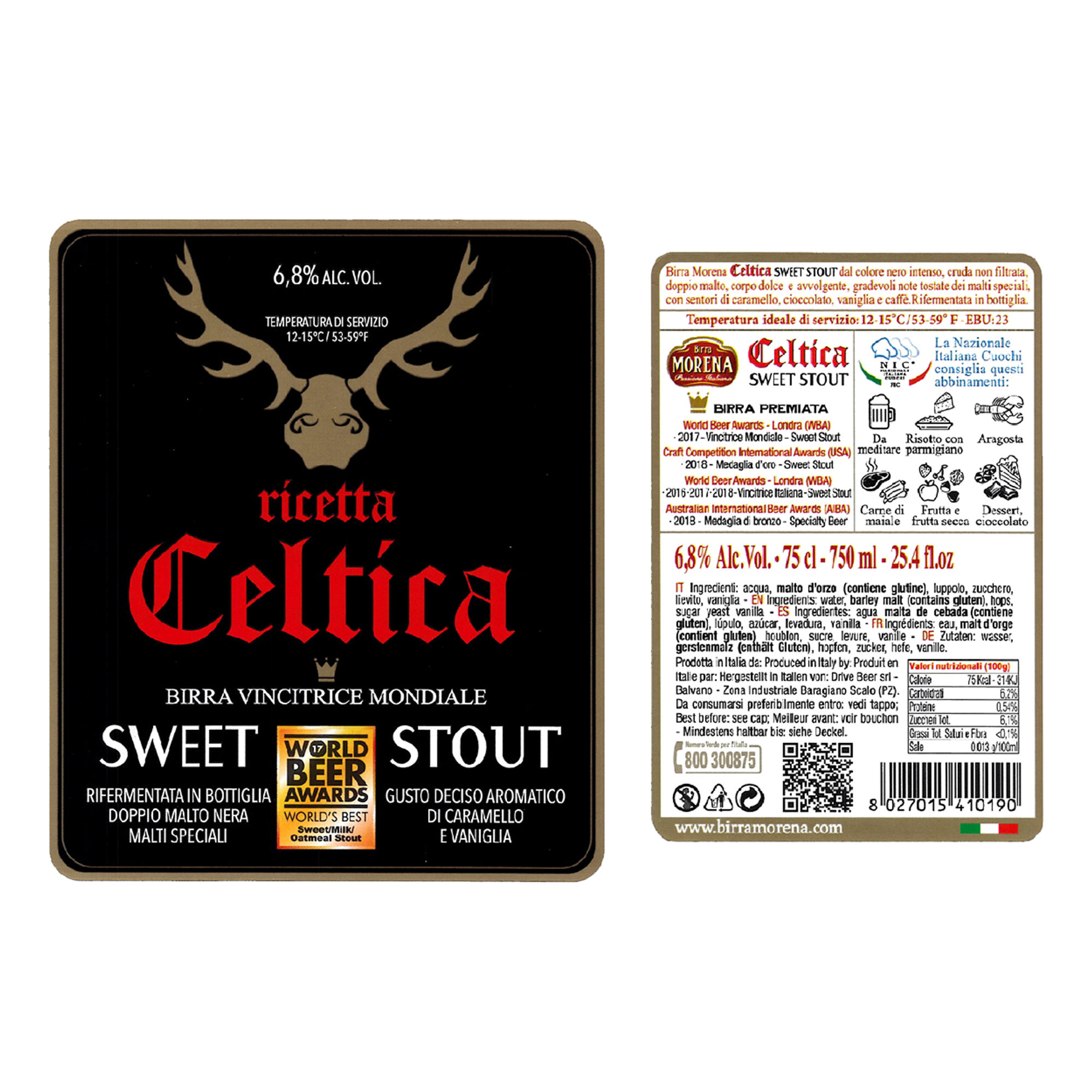 6 birre assortite 75 cl: 3 Celtica Stout Doppio Malto - 3 Gran Riserva Lucana Triplo Malto Birra Morena vista2