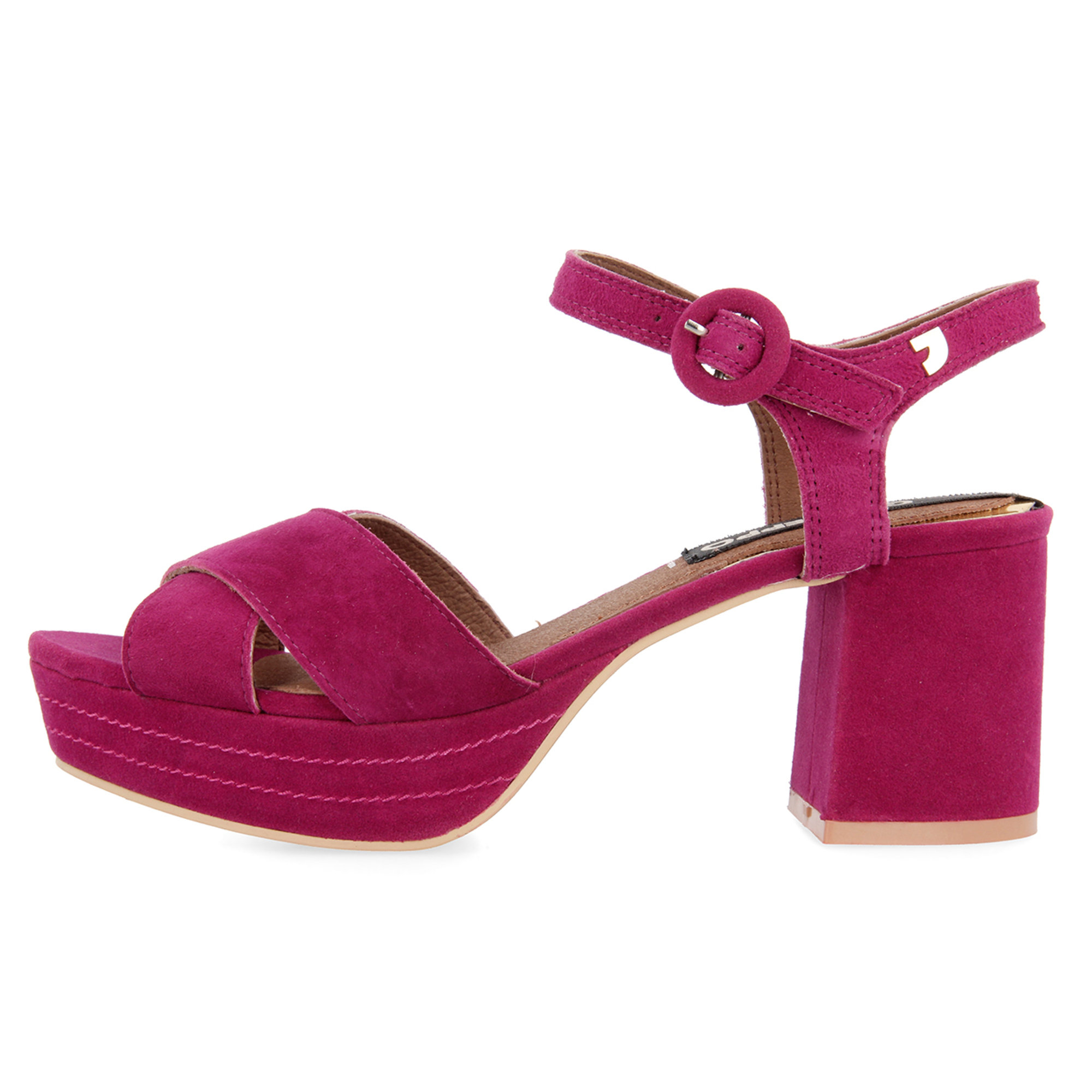 Sandali ross con tacco alto e plateau rosa ciclamino Gioseppo vista2