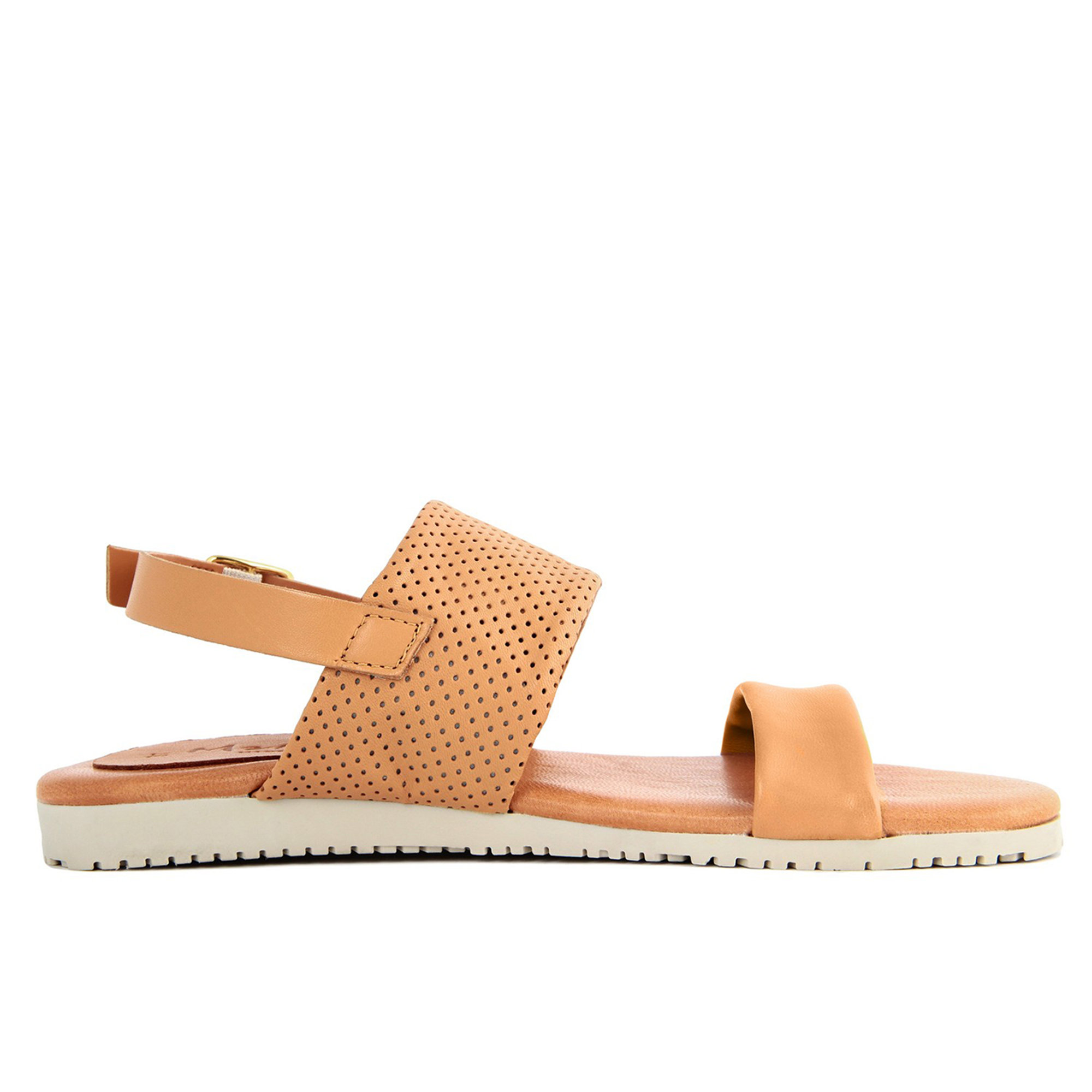 Sandali con listini in pelle e trama puntinata cuoio Mariella Scarpe vista0