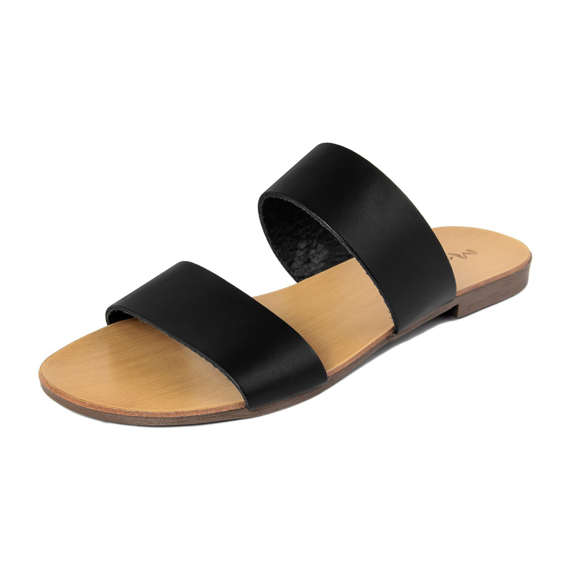 Ciabatte in pelle con due fasce neri Mariella Scarpe vista4