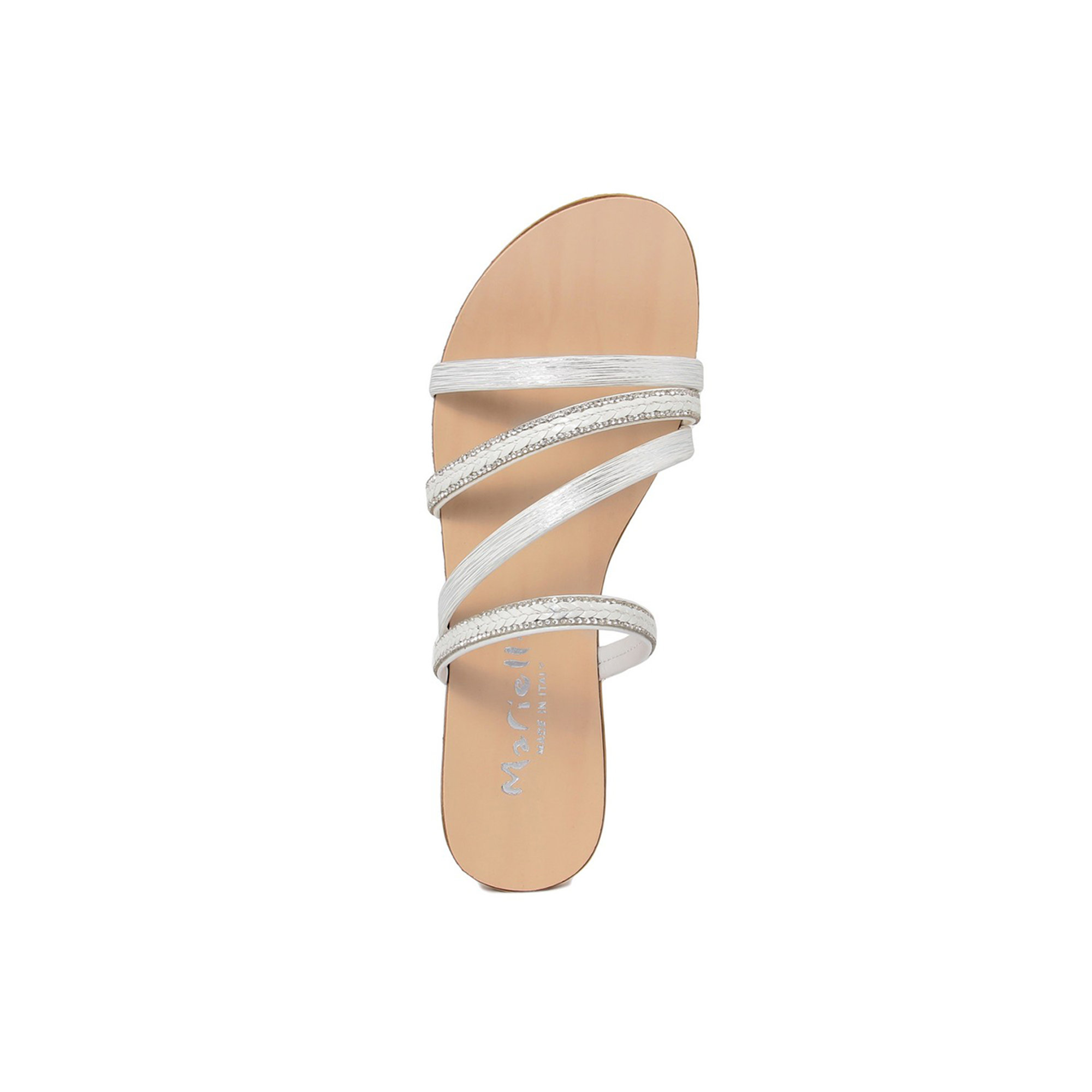 Ciabbette con fascette e cristalli a contrasto bianche Mariella Scarpe vista5