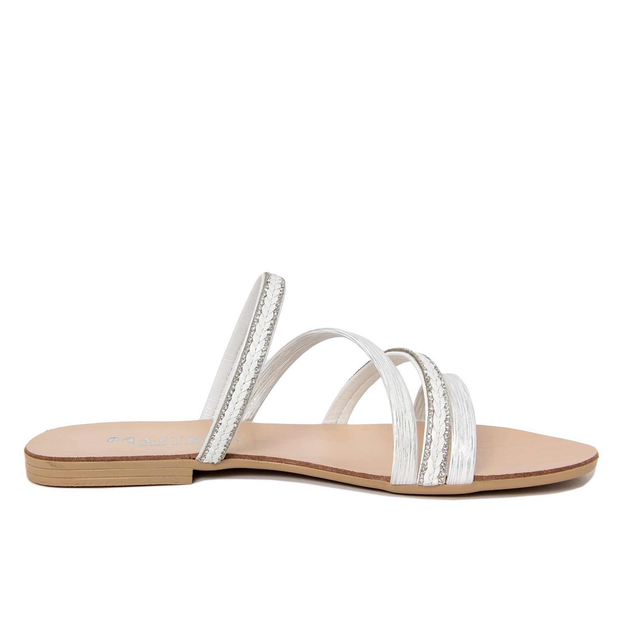 Ciabbette con fascette e cristalli a contrasto bianche Mariella Scarpe vista0