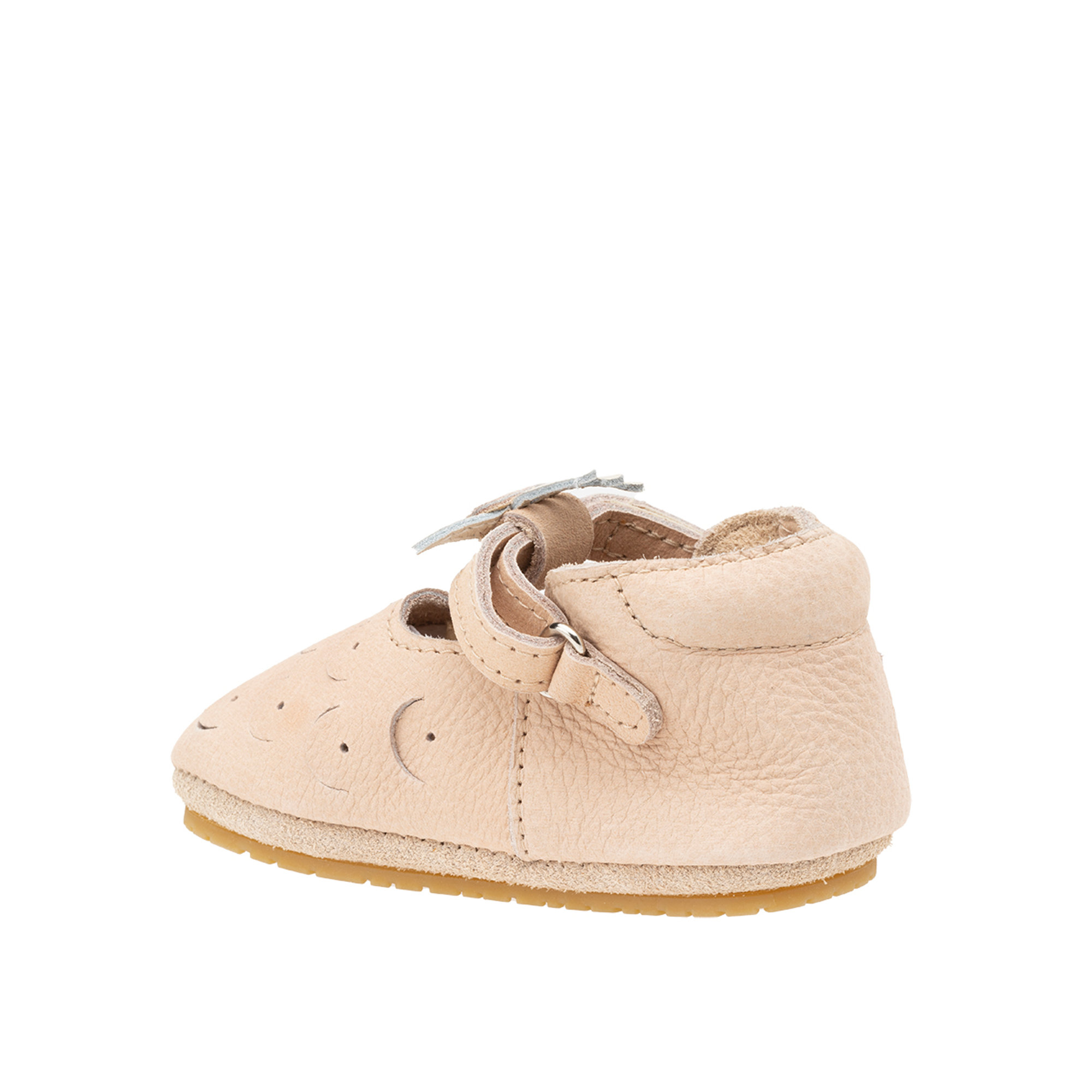 Scarpine neonato in pellel avorata con pavone Scarpe Neonato vista3