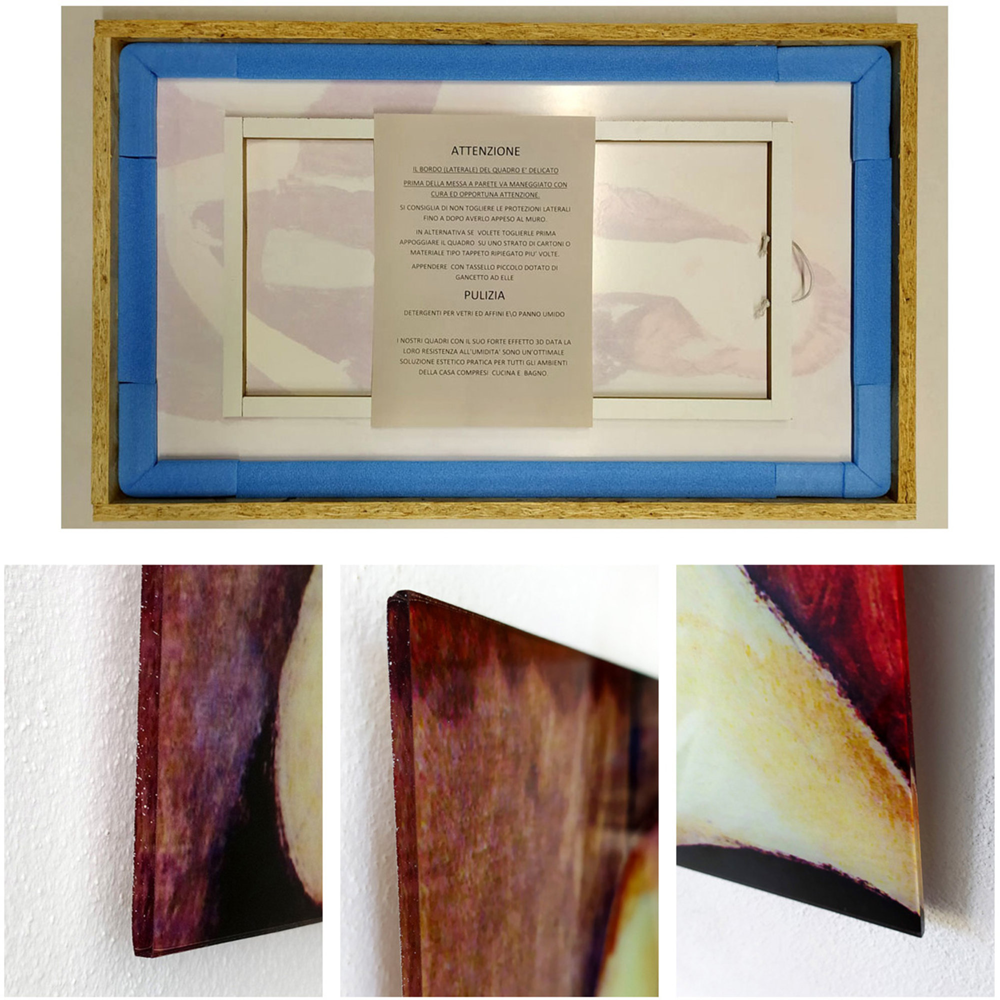 OPERE D'ARTE SU VETRO - Quadro con lavorazione in finitura bianca - Contemporaneo Firenze Florence Glass vista2