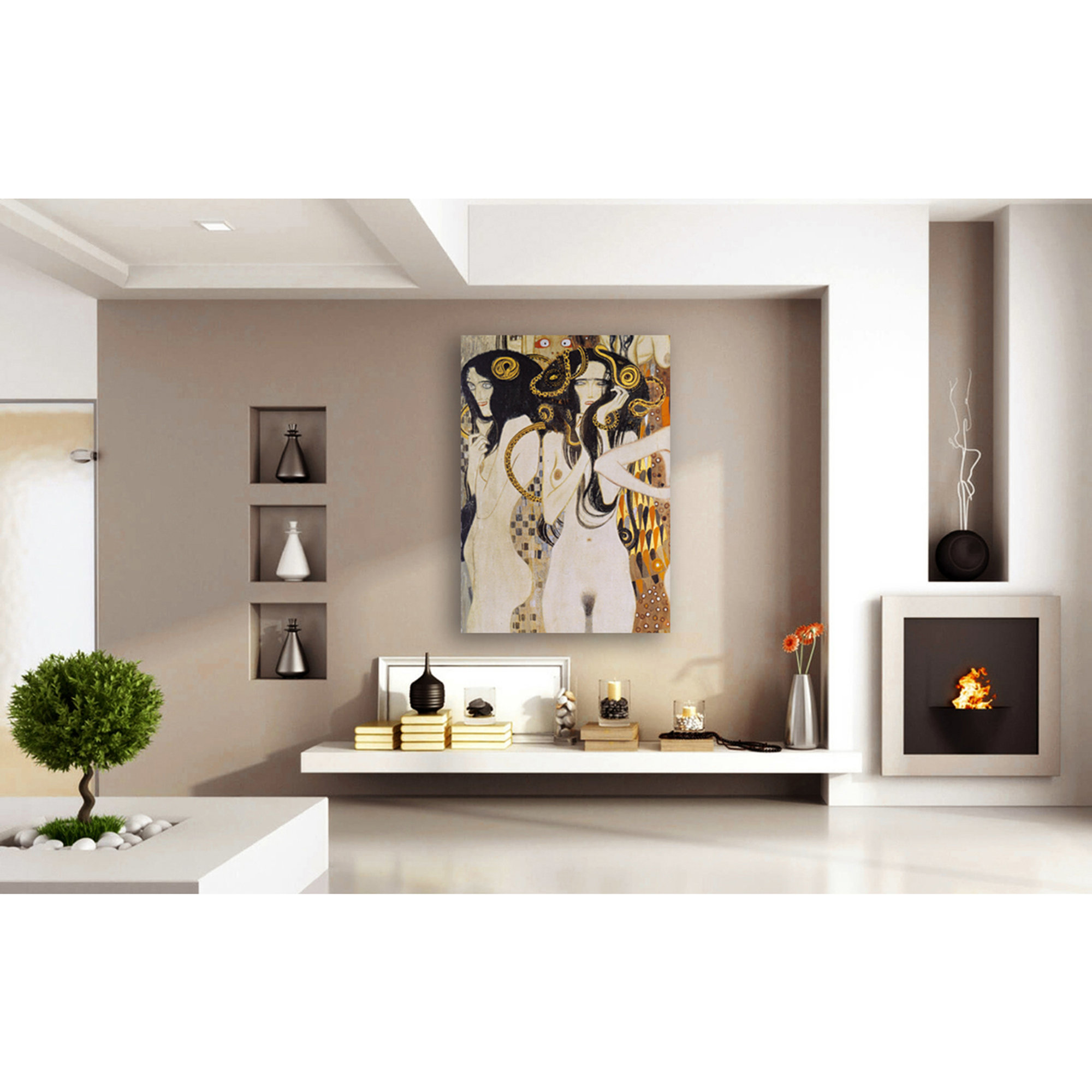 OEUVRES SUR VERRE - Peinture avec finition blanche - Klimt Gorgone Florence Glass vista1