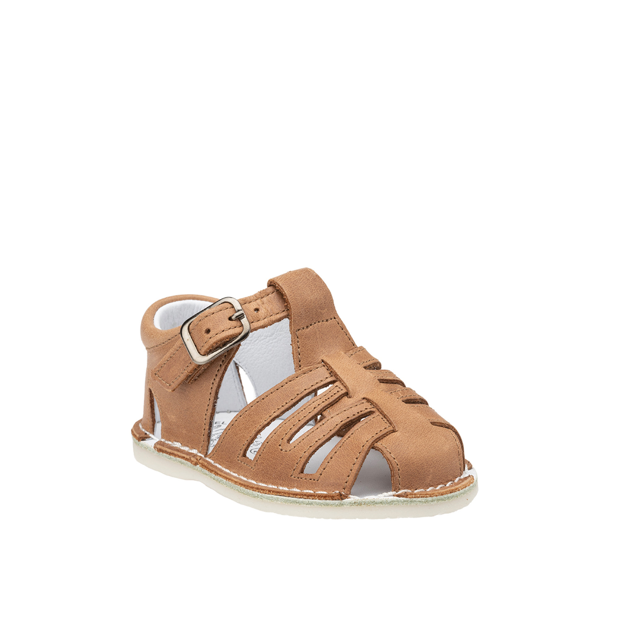 Ragnetti in pelle con fibbia marroni Scarpe Neonato vista1