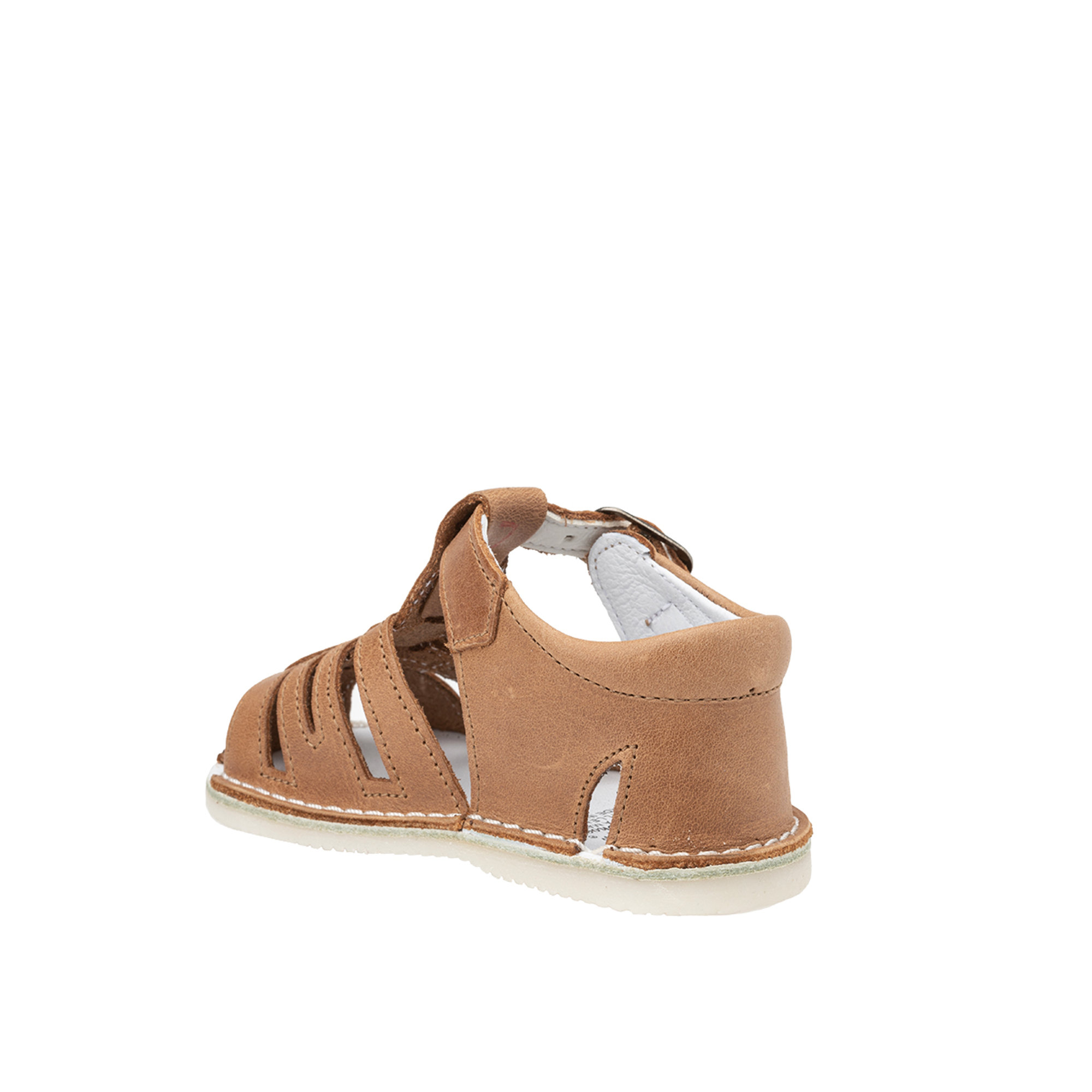 Ragnetti in pelle con fibbia marroni Scarpe Neonato vista2