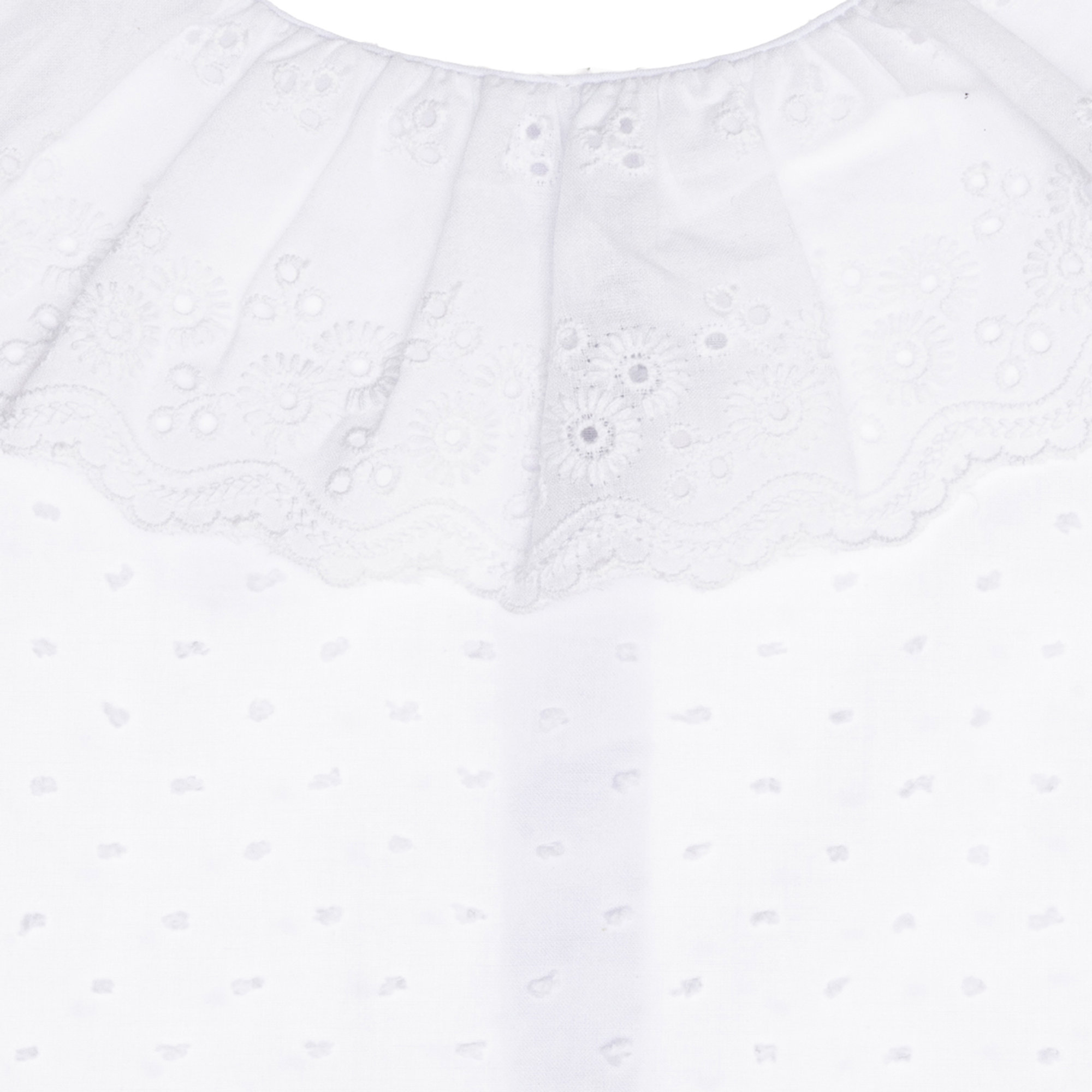 Blusa in sangallo di cotone con frappa bianca Abbigliamento Neonato vista2