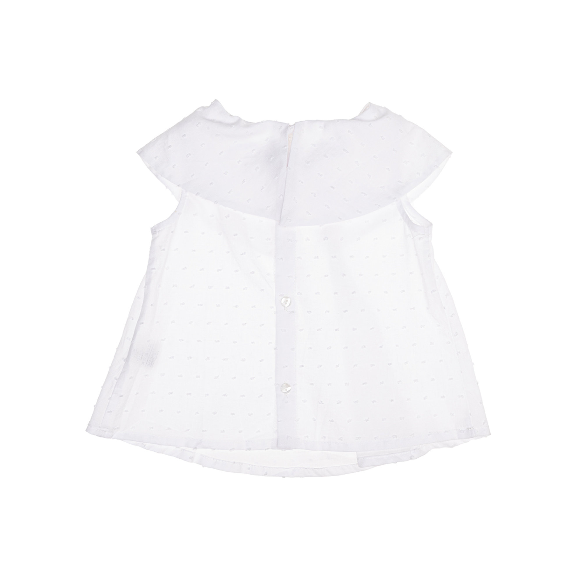 Blusa in sangallo di cotone con frappa Abbigliamento Neonato vista2