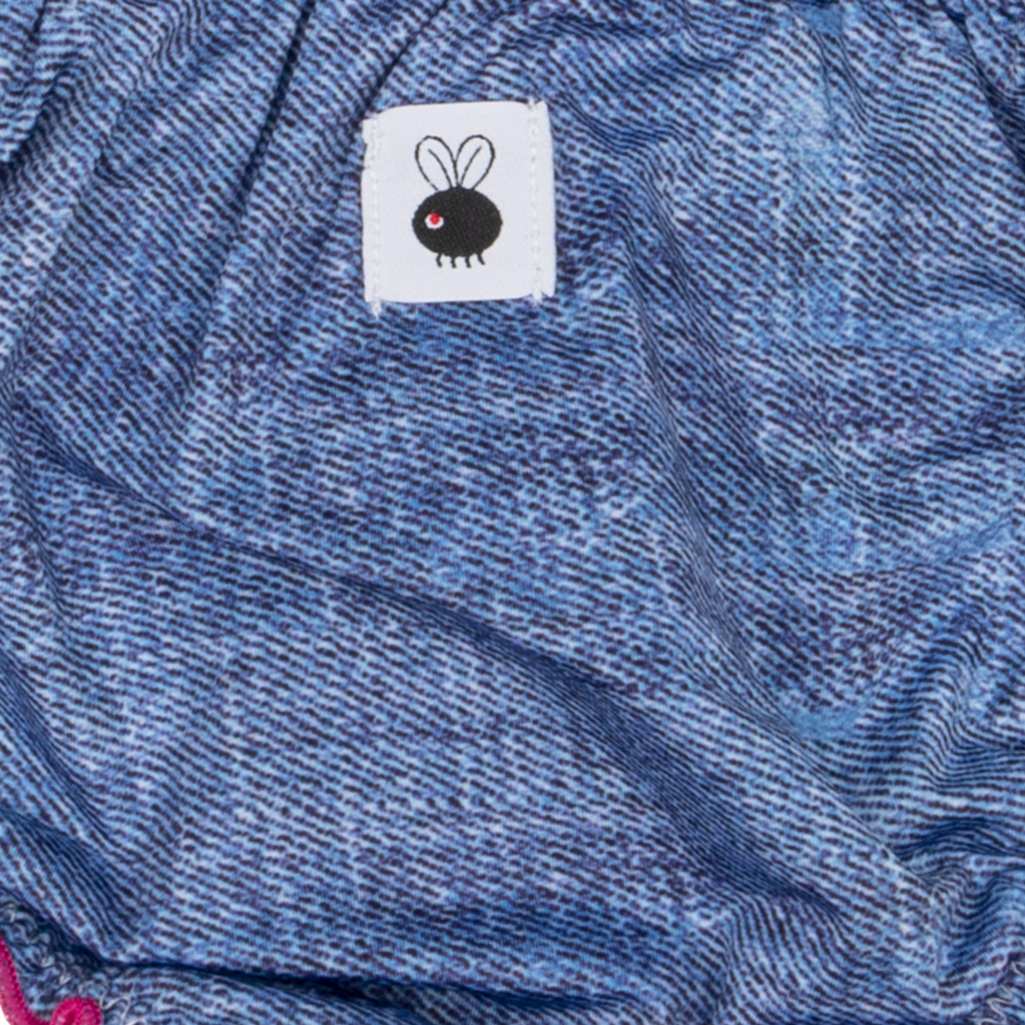 Bikini bimba colore jeans con profili fuxia Le mosche in bianco vista2