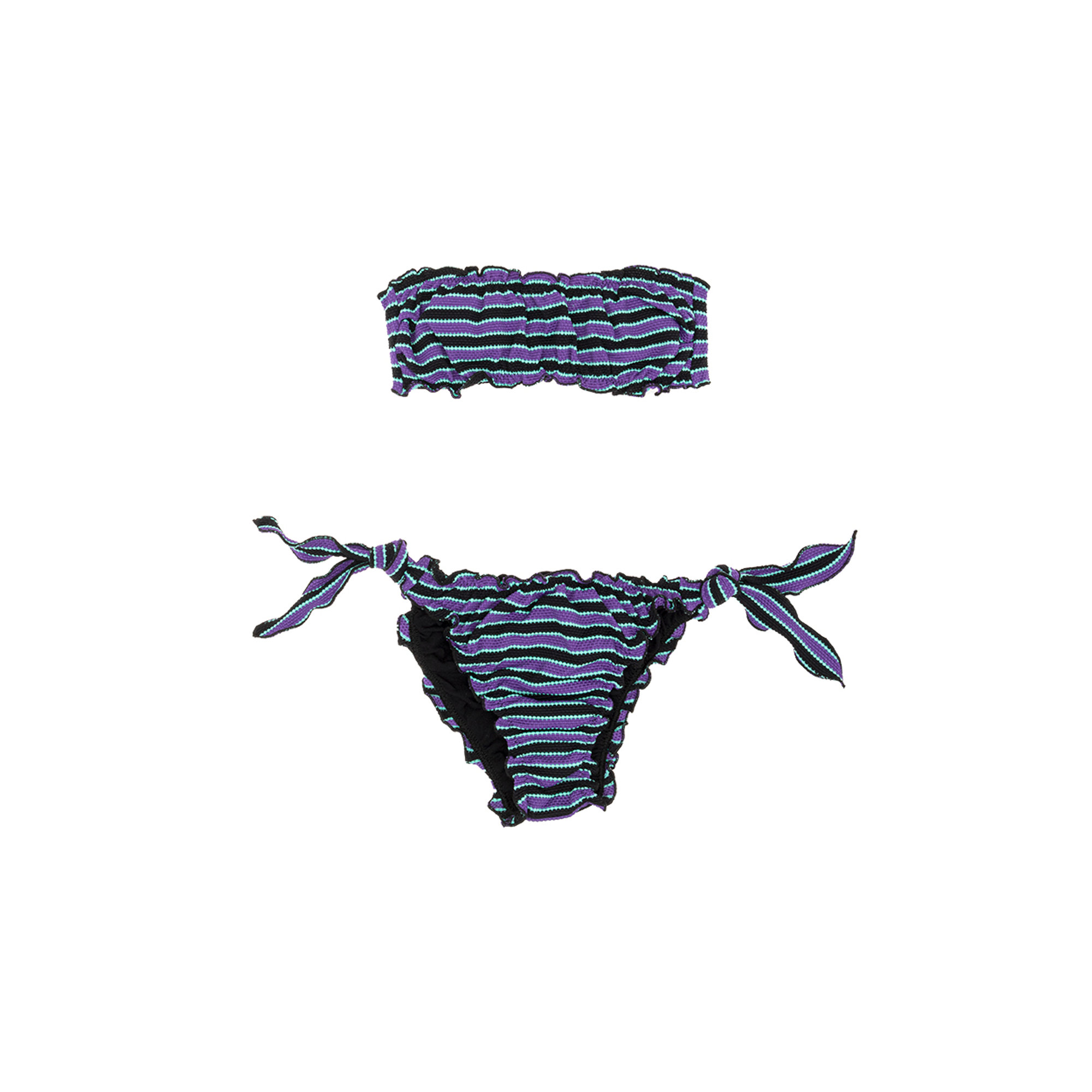 Bikini a righe multicolor Le mosche in bianco vista0