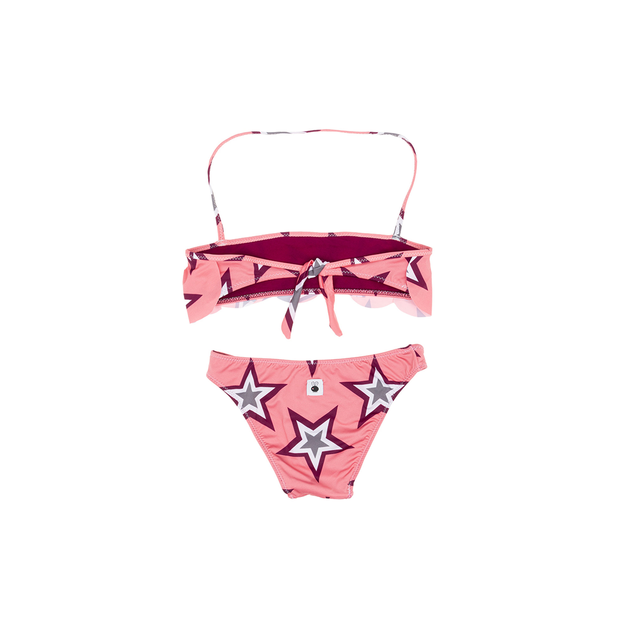 Bikini con fascia e frappa a fantasia stella Le mosche in bianco vista1
