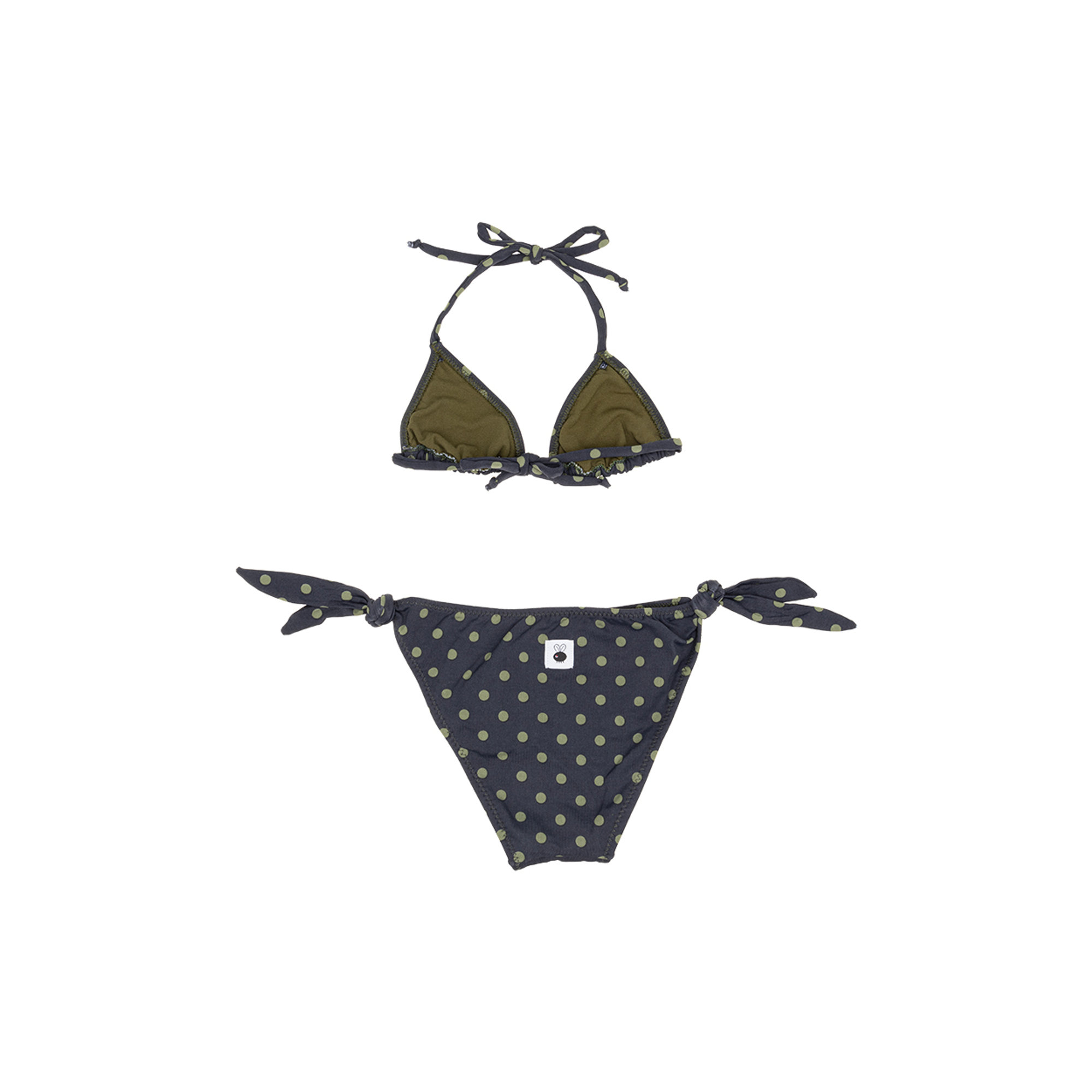 Bikini con triangolo fantasia con pois multicolor Le mosche in bianco vista1