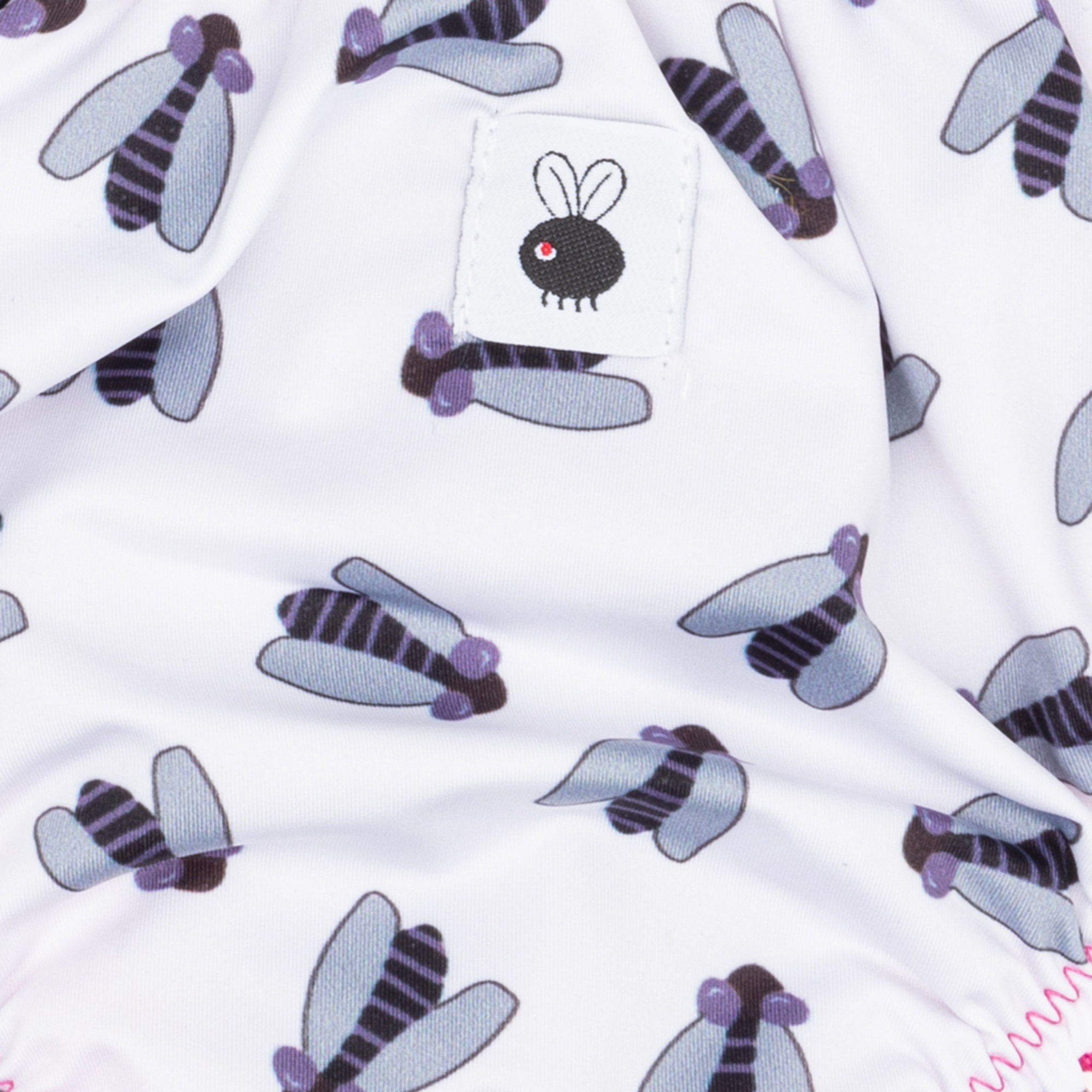 Slip moschine con profili rosa Le mosche in bianco vista2