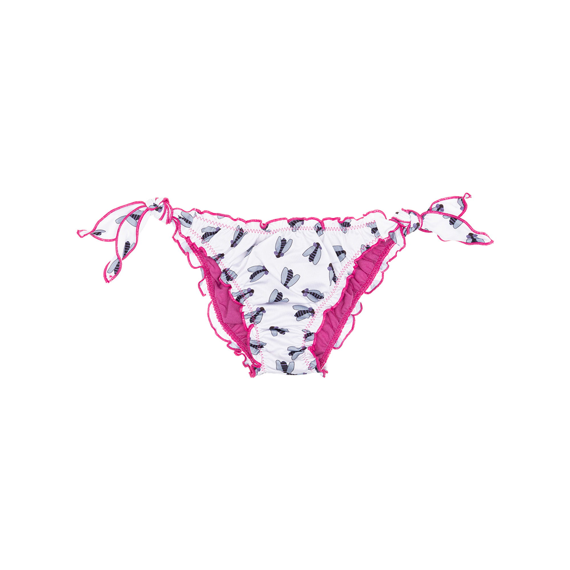 Slip moschine con profili rosa Le mosche in bianco vista0
