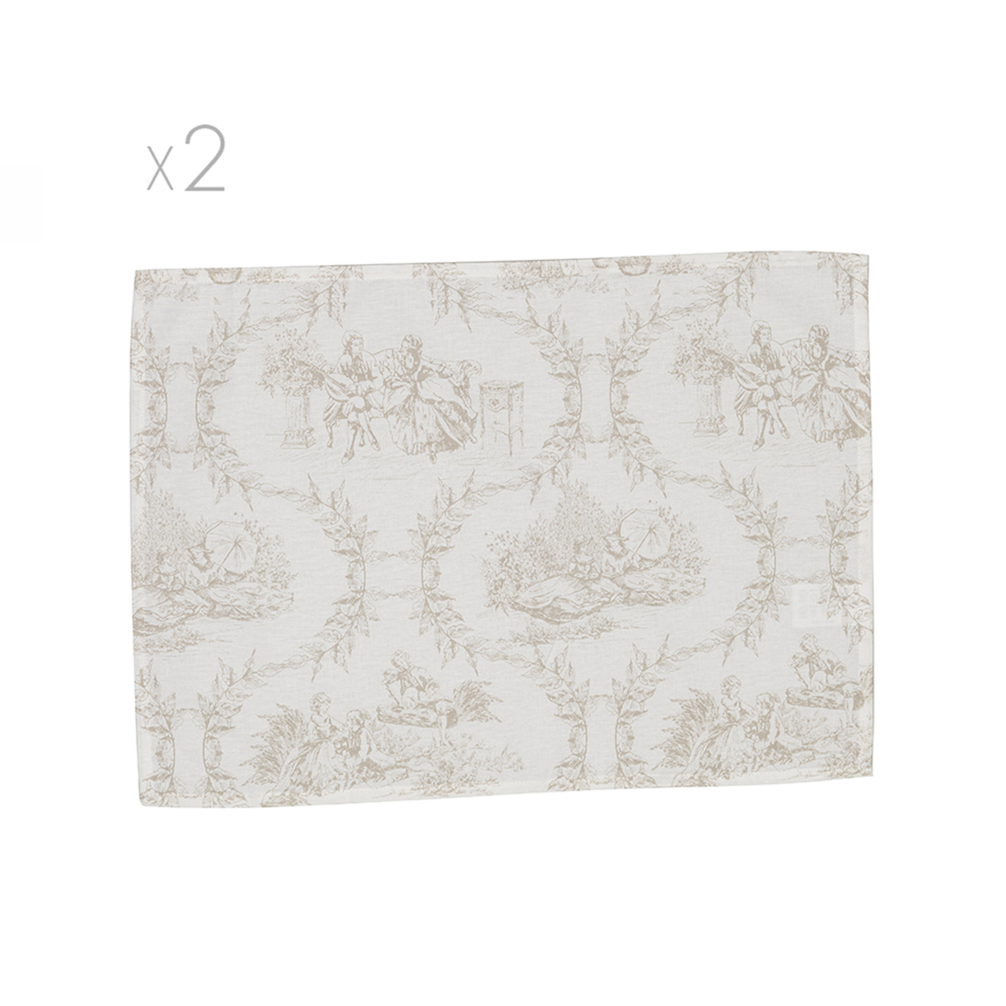 Toile del Jouy Camargue Americana Tovagliette - Juego de 2 unidades, color beige Toile del Jouy - Ventis vista0