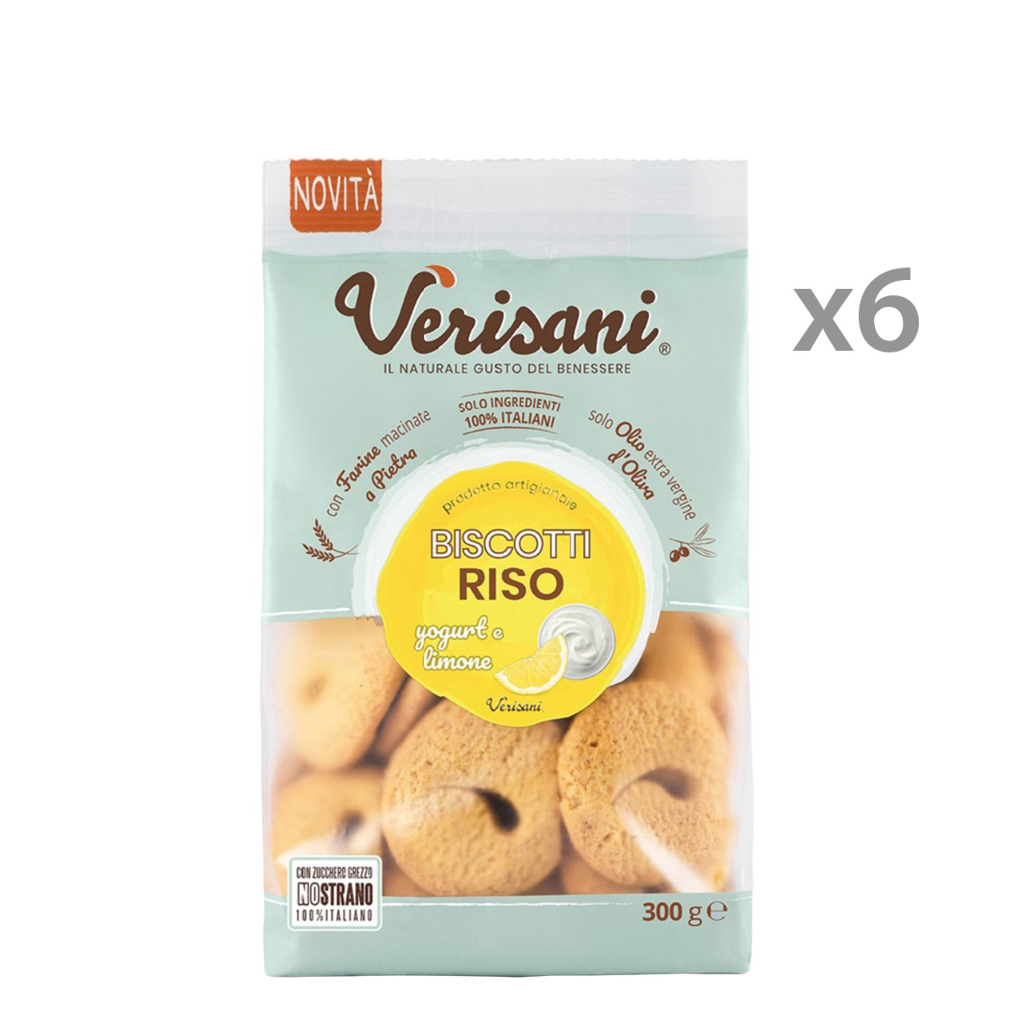 6 confezioni - Biscotti Riso, Limone e Yogurt 300 gr Verisani vista0
