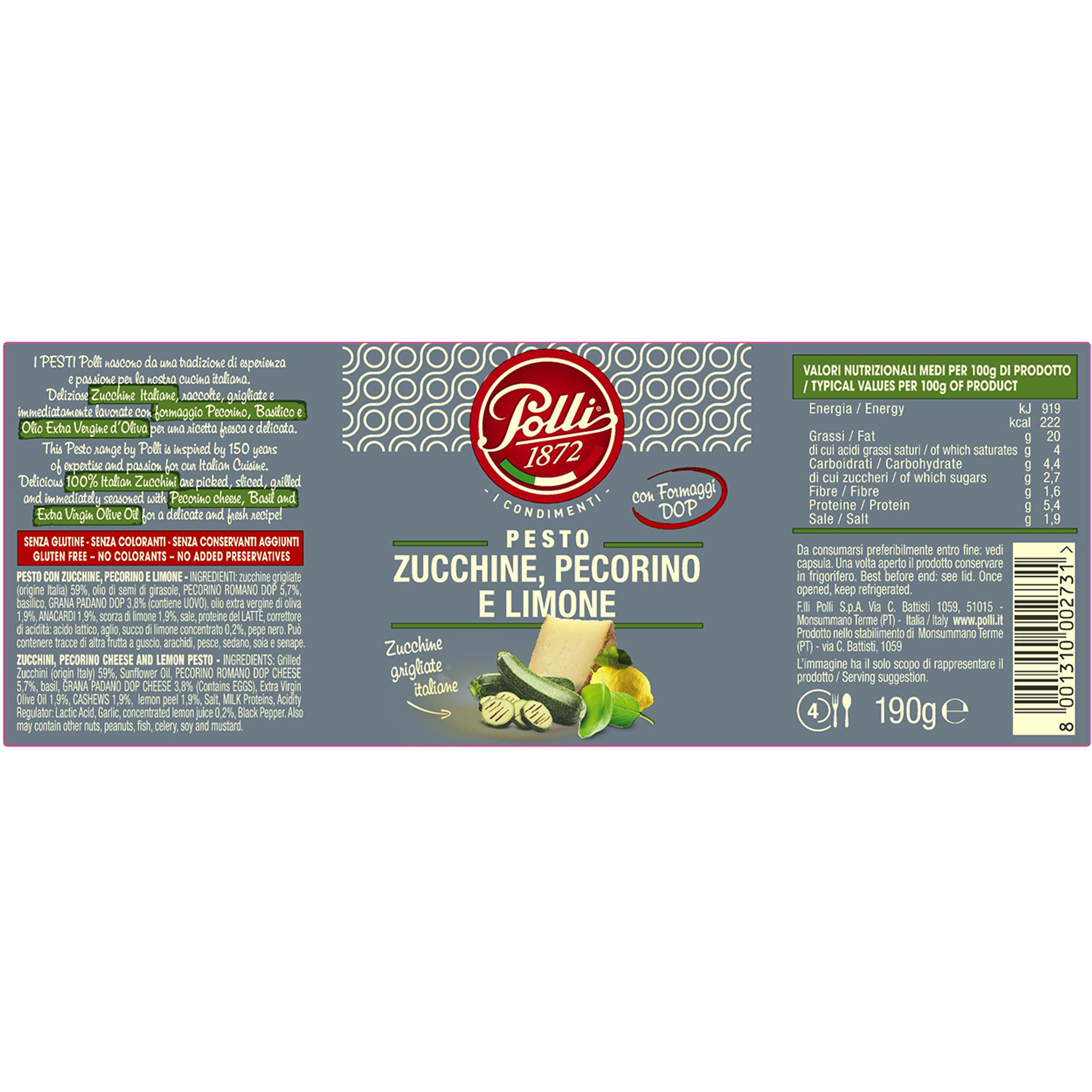 12 vasetti misti da 190 gr: 6 Pesto alla Genovese senza Aglio - 6 Pesto Zucchine e Pecorino Polli vista1